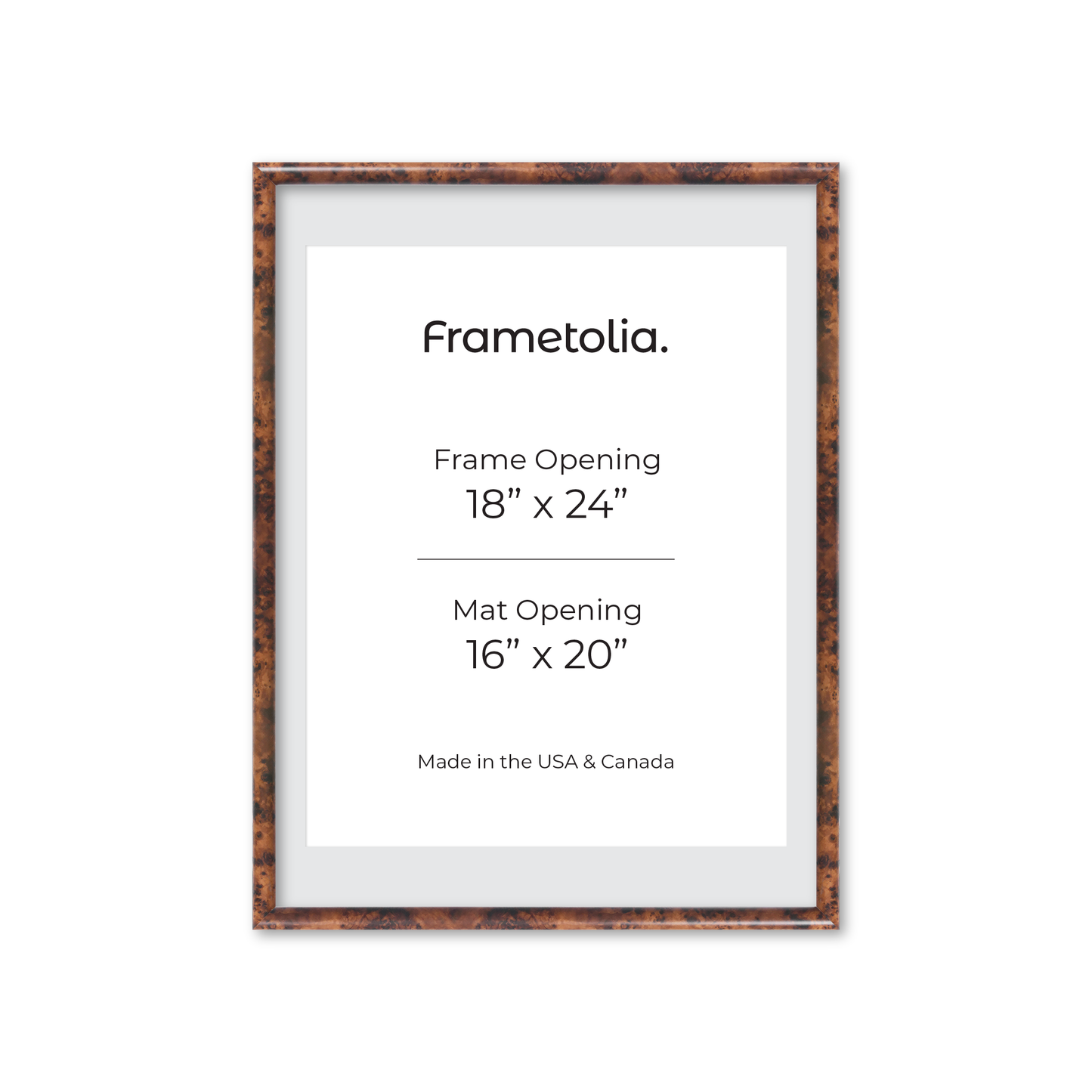 18" x 24" Amber Burlwood Milano Wall Frame