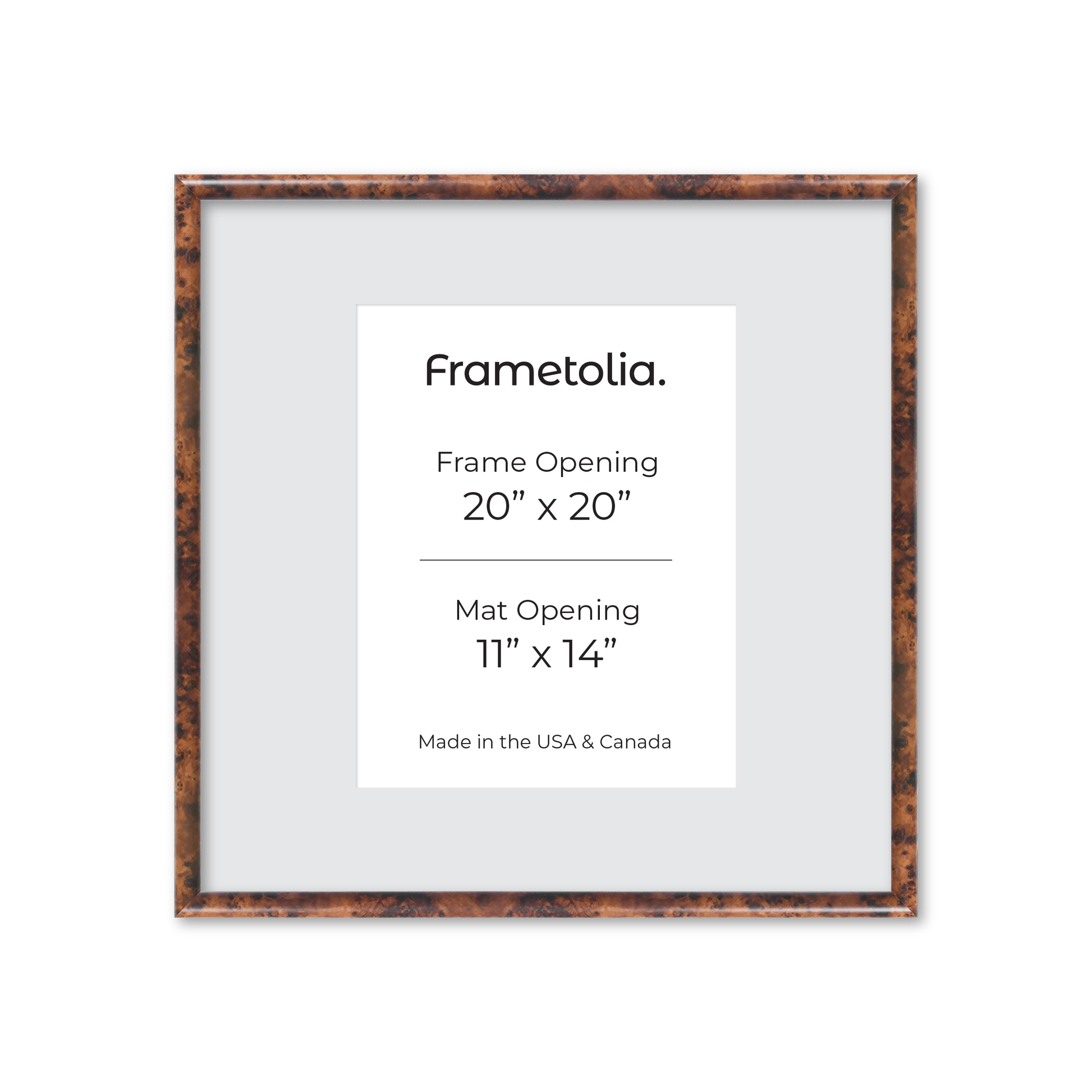 20" x 20" Amber Burlwood Milano Wall Frame