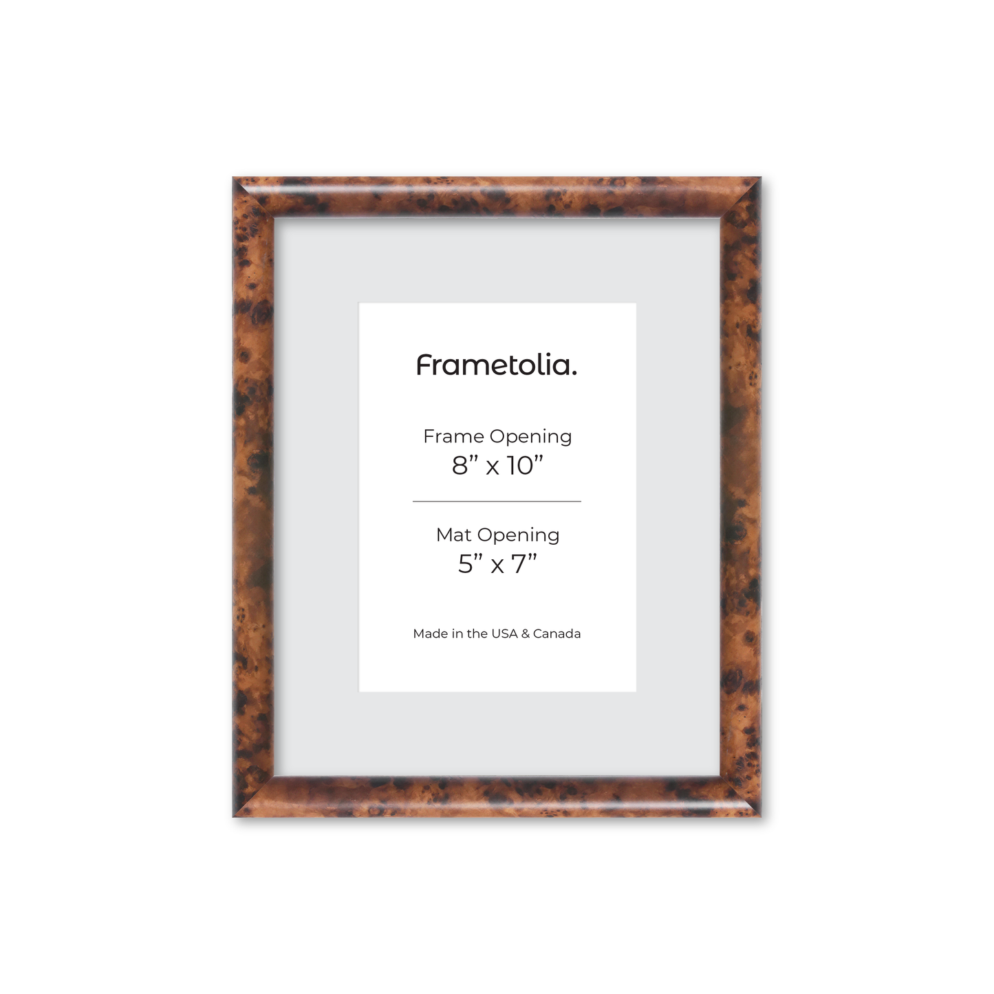 8" x 10" Amber Burlwood Milano Wall Frame