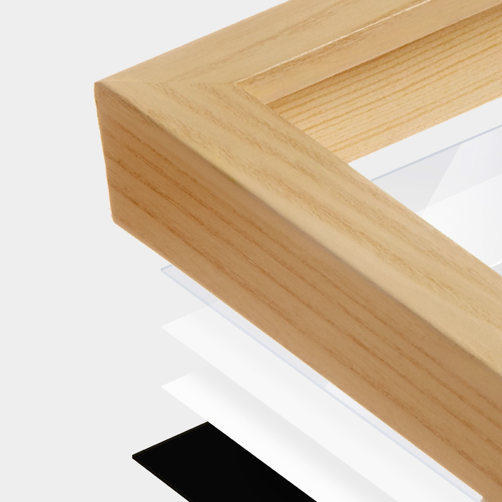 American Maple Heritage Wall Frame corner Close up with layers broken out