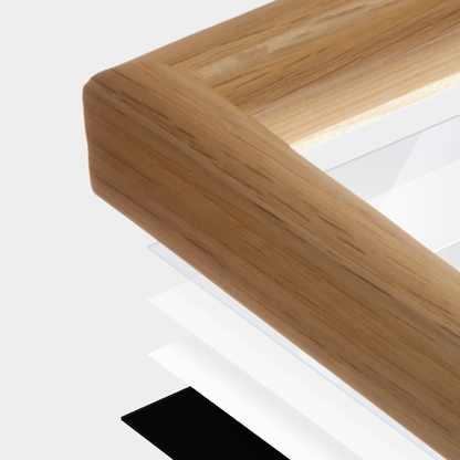 Light Oak Hudson Narrows Wall Frame corner Close up with layers broken out