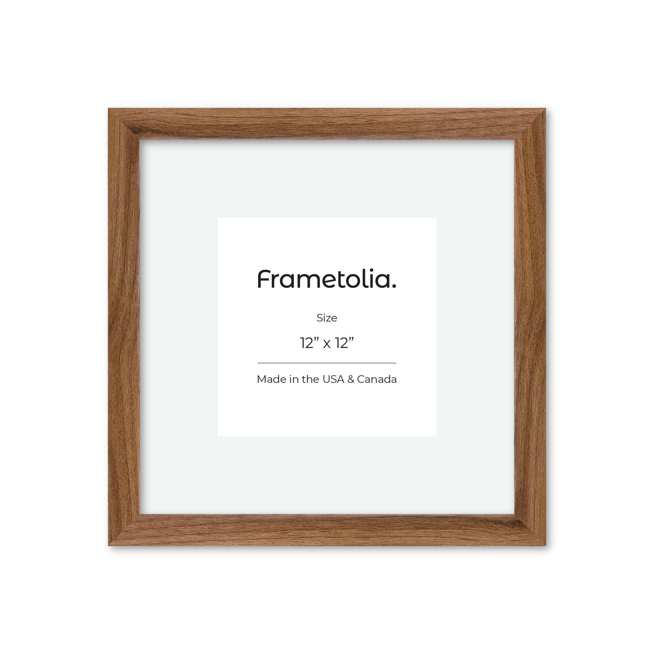 Light walnut hudson narrows 12 x 12 wall frame with a white mat