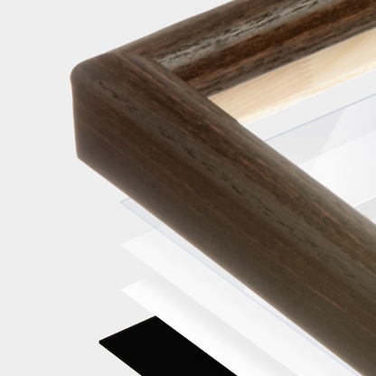 Dark Oak Hudson Narrows Wall Frame corner Close up with layers broken out