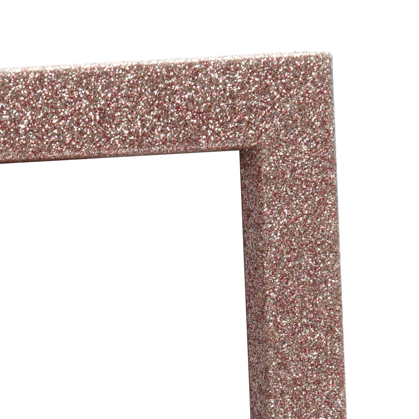 close up of the corner of the Rose glitter frame