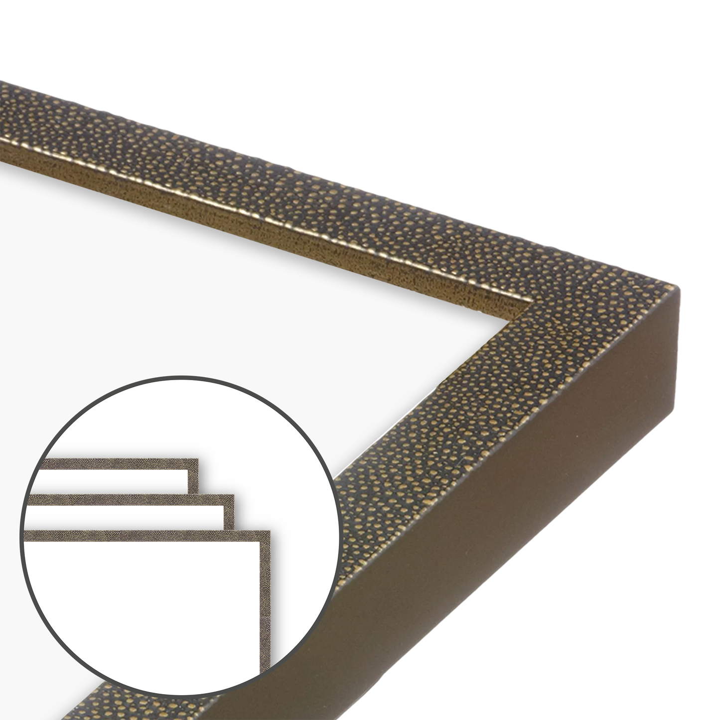 Gold Shagreen Narrow Width Wall Frame, Set of 3