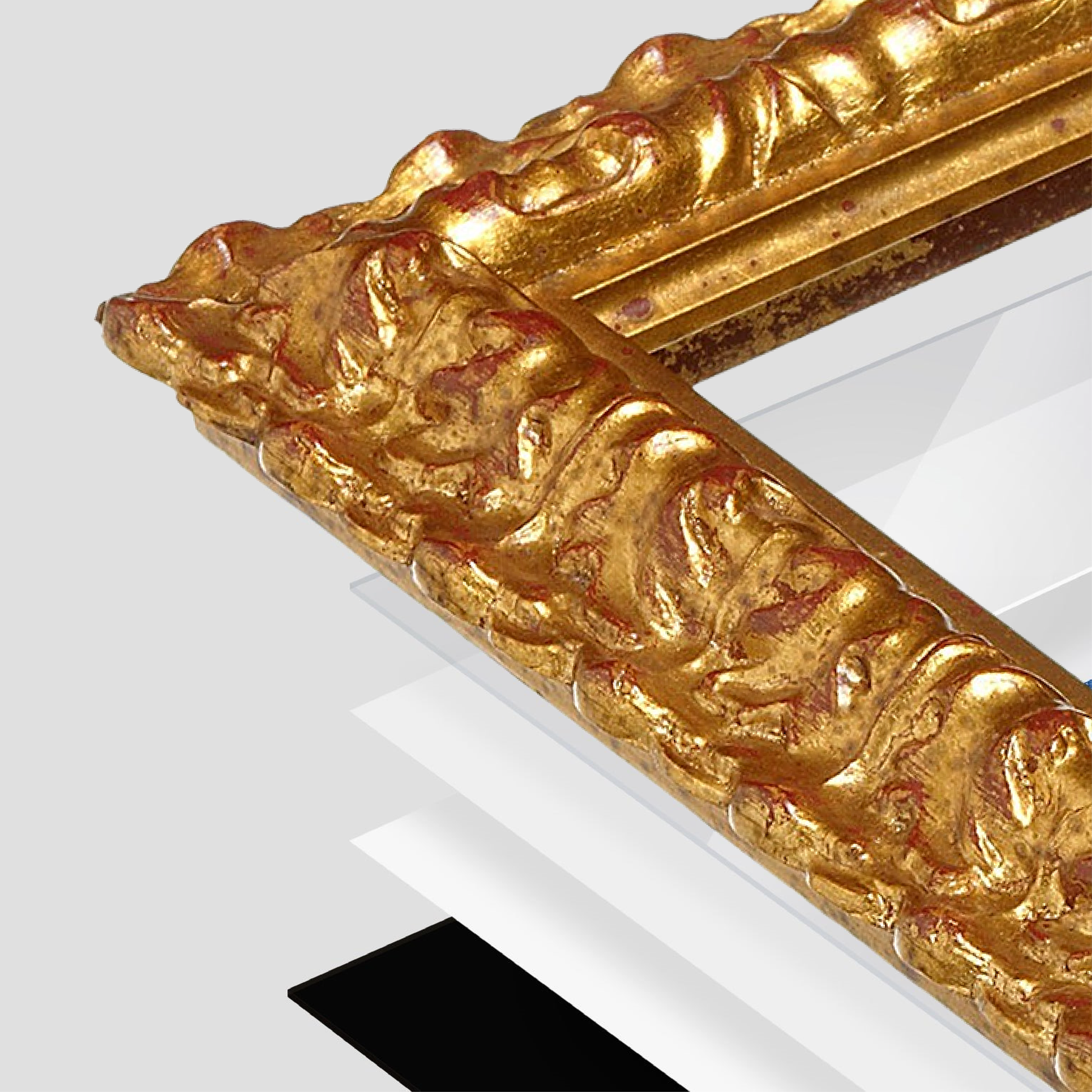 wall frame corner close up with layers broken out