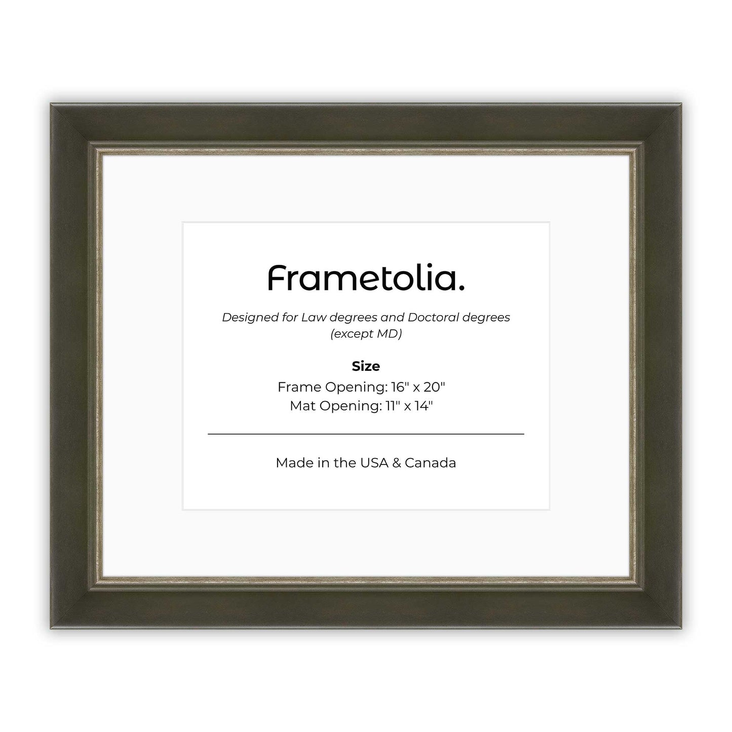 16" x 20" Black FAMILY  Diploma Frame with Mat - 11 x 14 opening