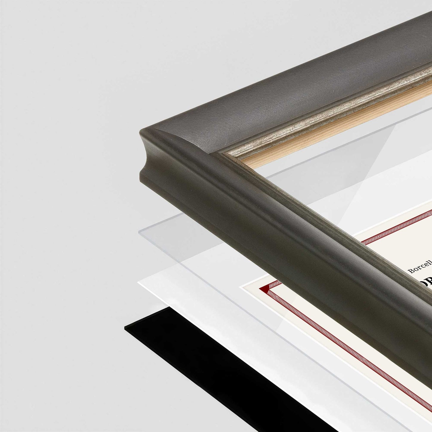 Black FAMILY Wall Frame corner Close up with layers broken out