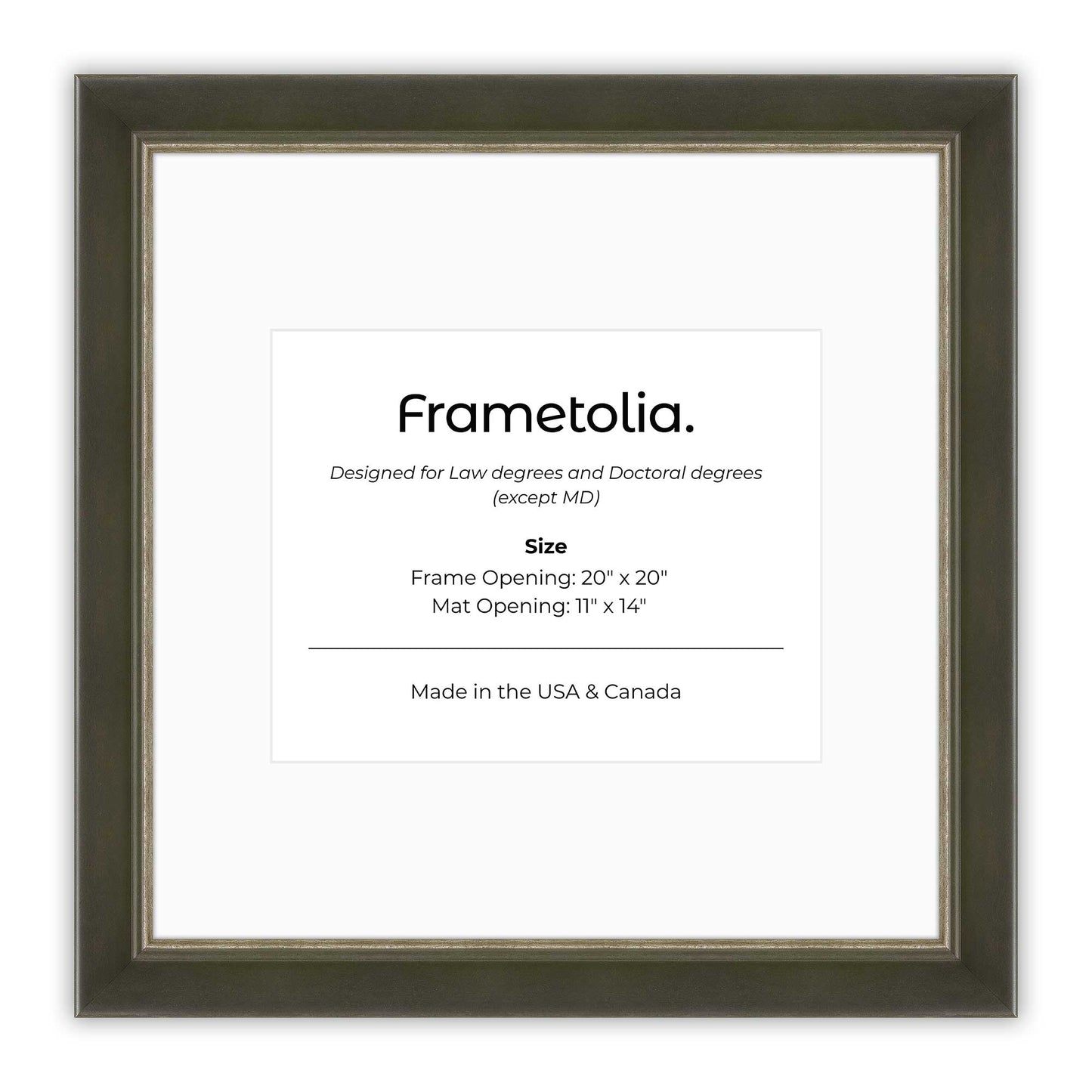 20" x 20" Black FAMILY  Diploma Frame with Mat - 11 x 14 opening