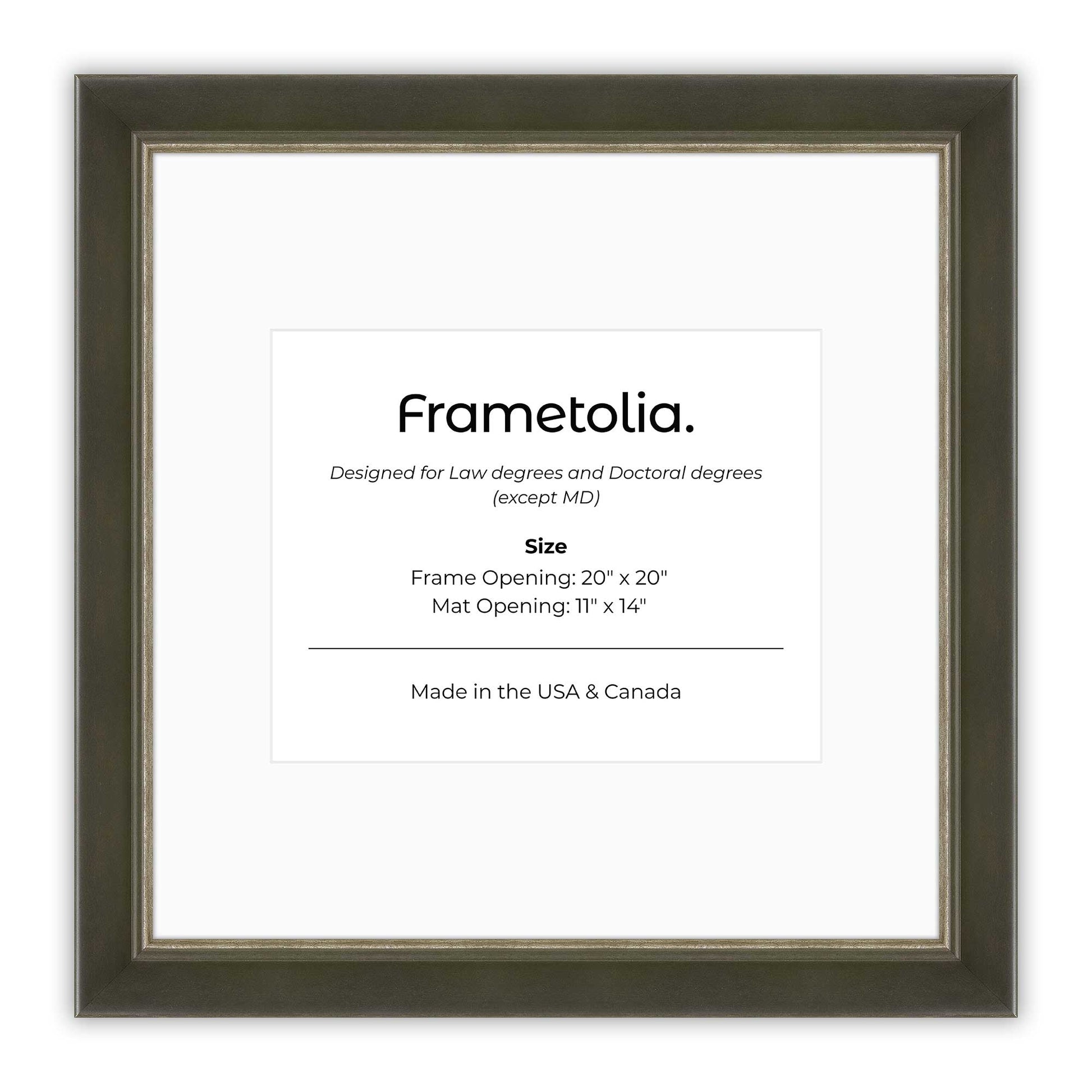 20" x 20" Black FAMILY  Diploma Frame with Mat - 11 x 14 opening