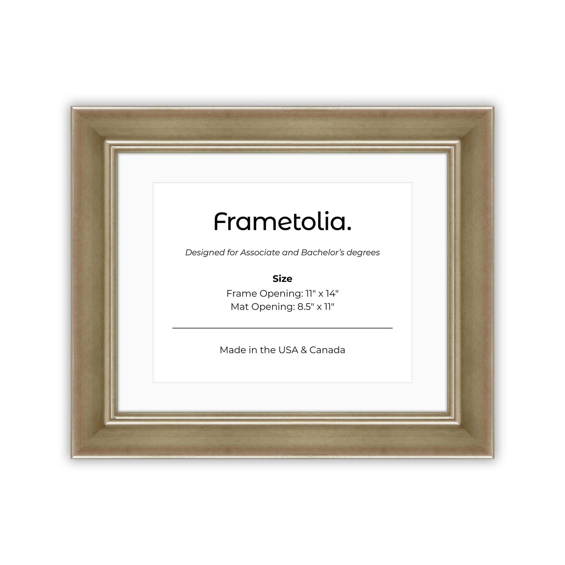 11" x 14" Gilded Silver FAMILY  Diploma Frame with mat -  8.5 x 11 opening