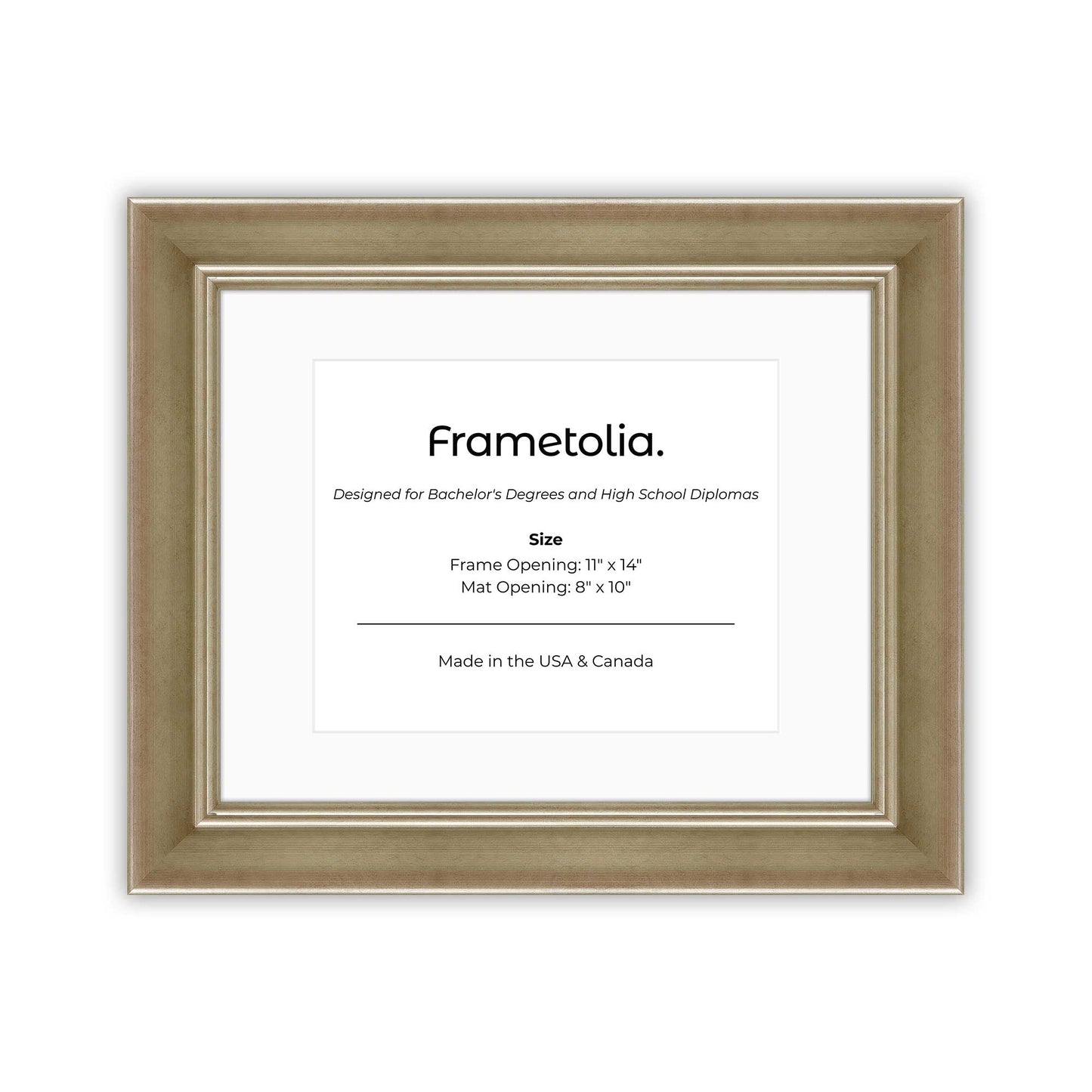 11" x 14" Gilded Silver FAMILY  Diploma Frame with Mat - 8 x 10 opening