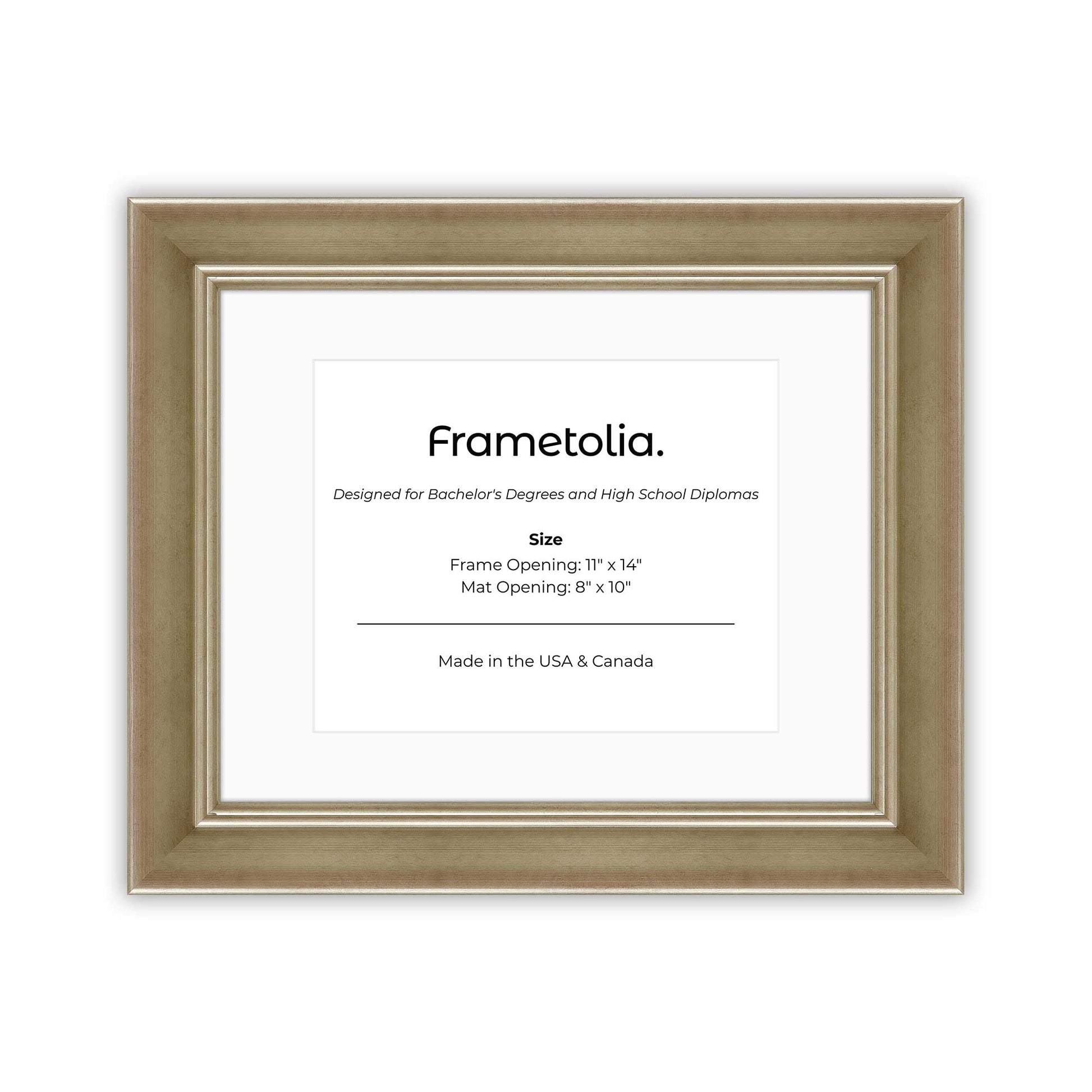11" x 14" Gilded Silver FAMILY  Diploma Frame with Mat - 8 x 10 opening
