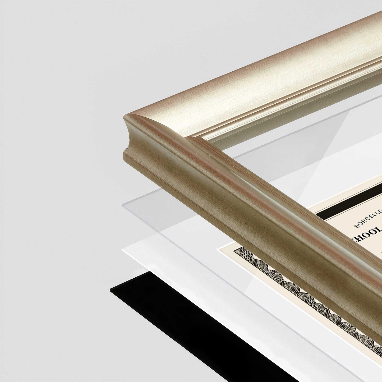 Gilded Silver FAMILY Wall Frame corner Close up with layers broken out