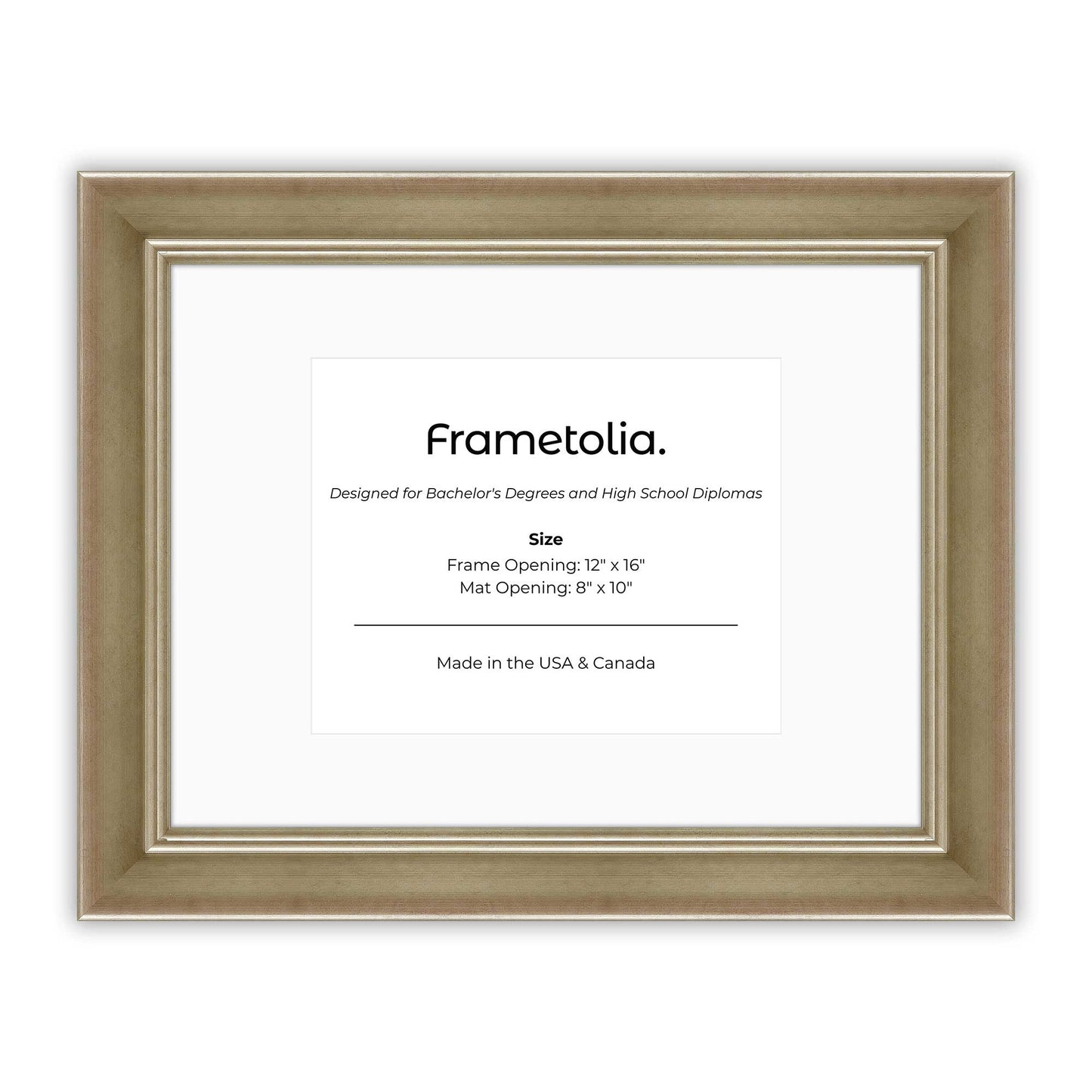 12" x 16" Gilded Silver FAMILY  Diploma Frame with Mat - 8 x 10 opening