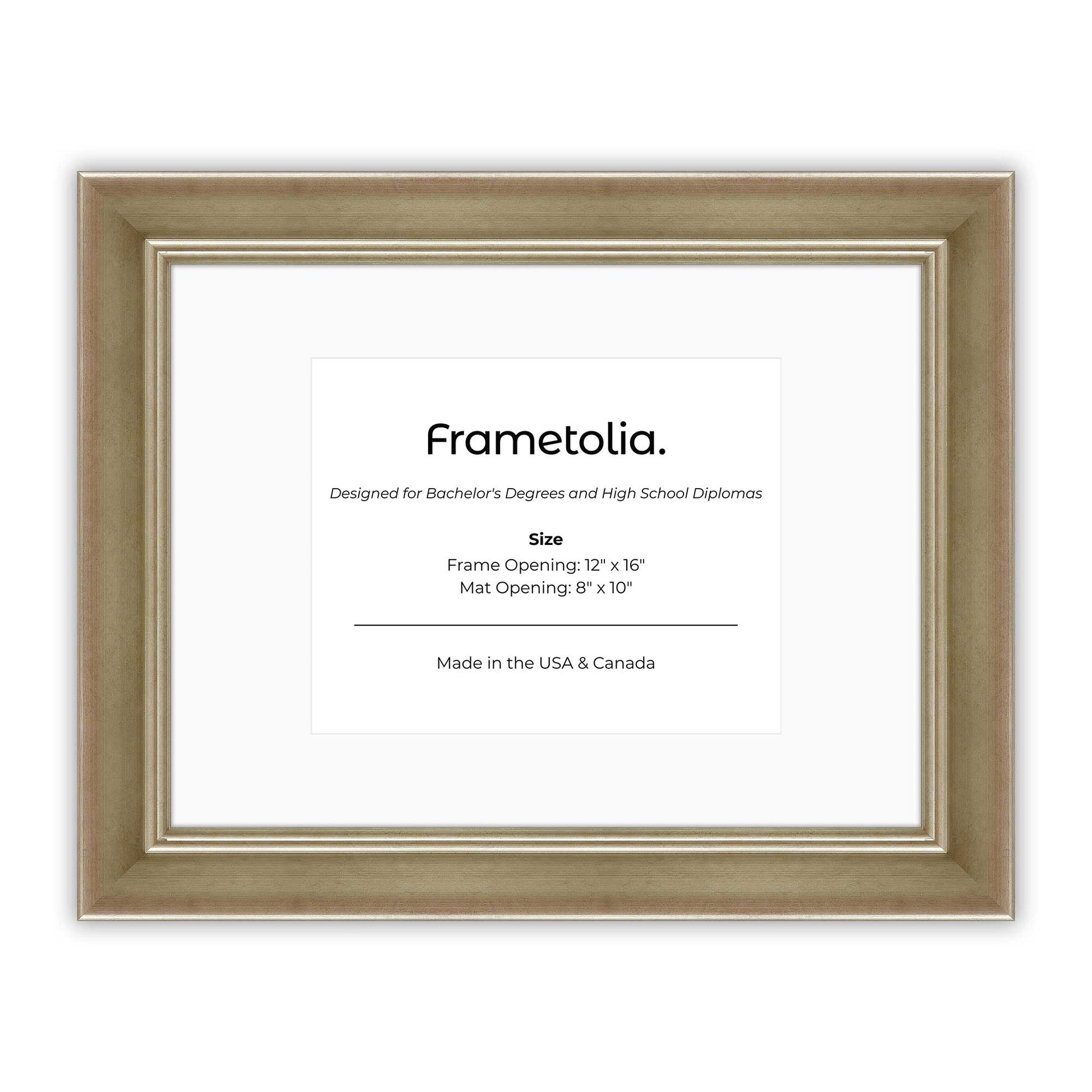 12" x 16" Gilded Silver FAMILY  Diploma Frame with Mat - 8 x 10 opening