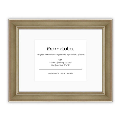 12" x 16" Gilded Silver FAMILY  Diploma Frame with Mat - 8 x 10 opening