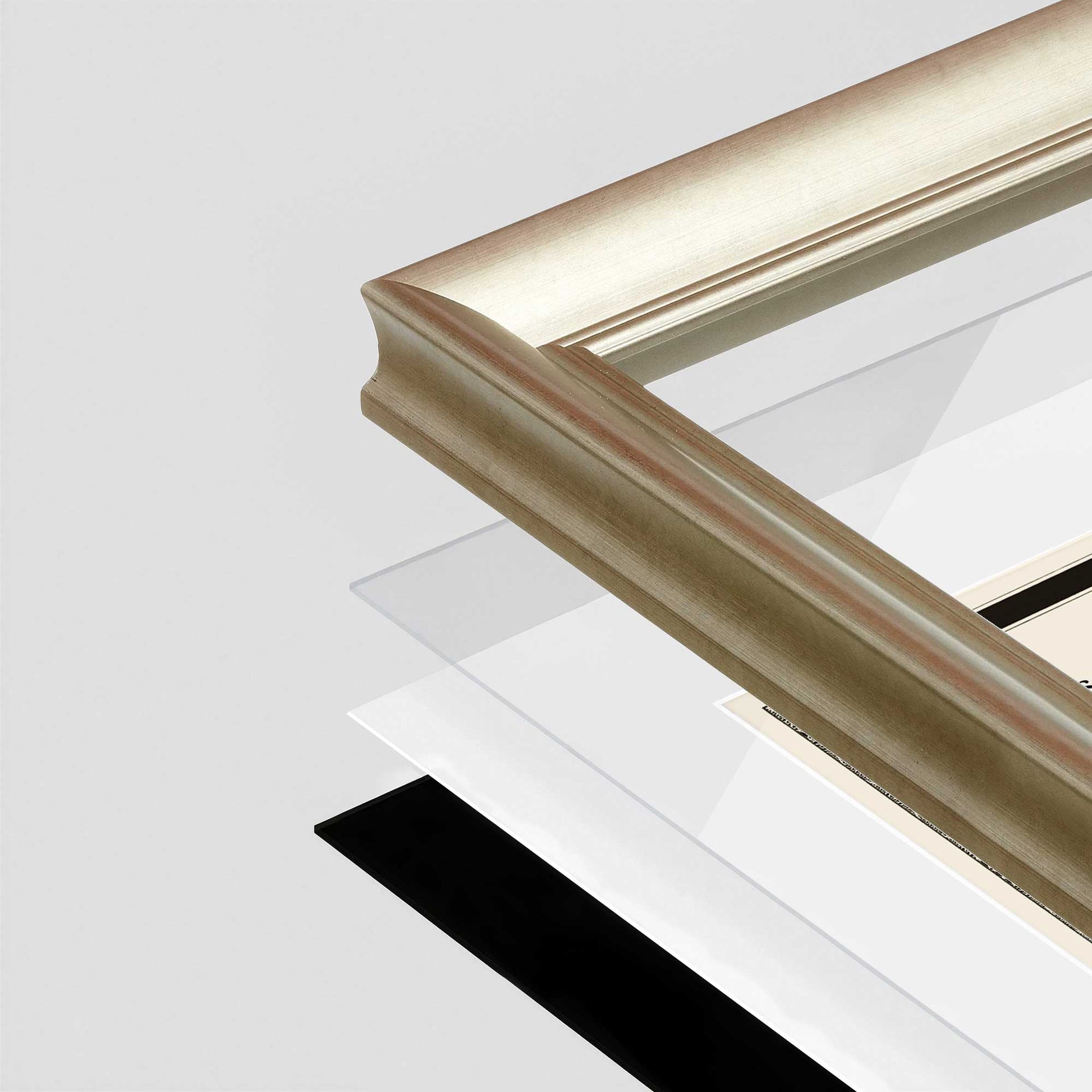 Gilded Silver FAMILY Wall Frame corner Close up with layers broken out