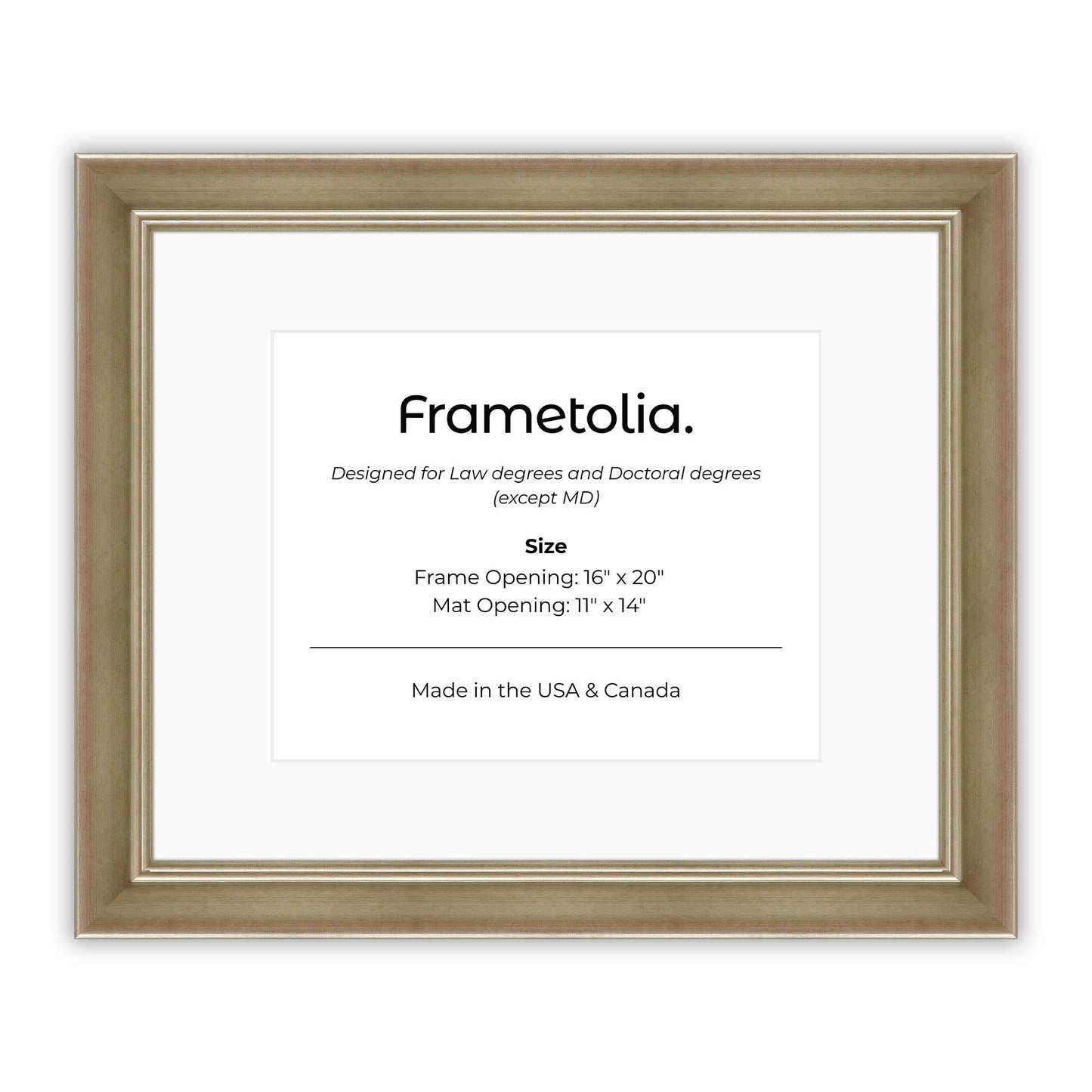 16" x 20" Gilded Silver FAMILY  Diploma Frame with Mat - 11 x 14 opening