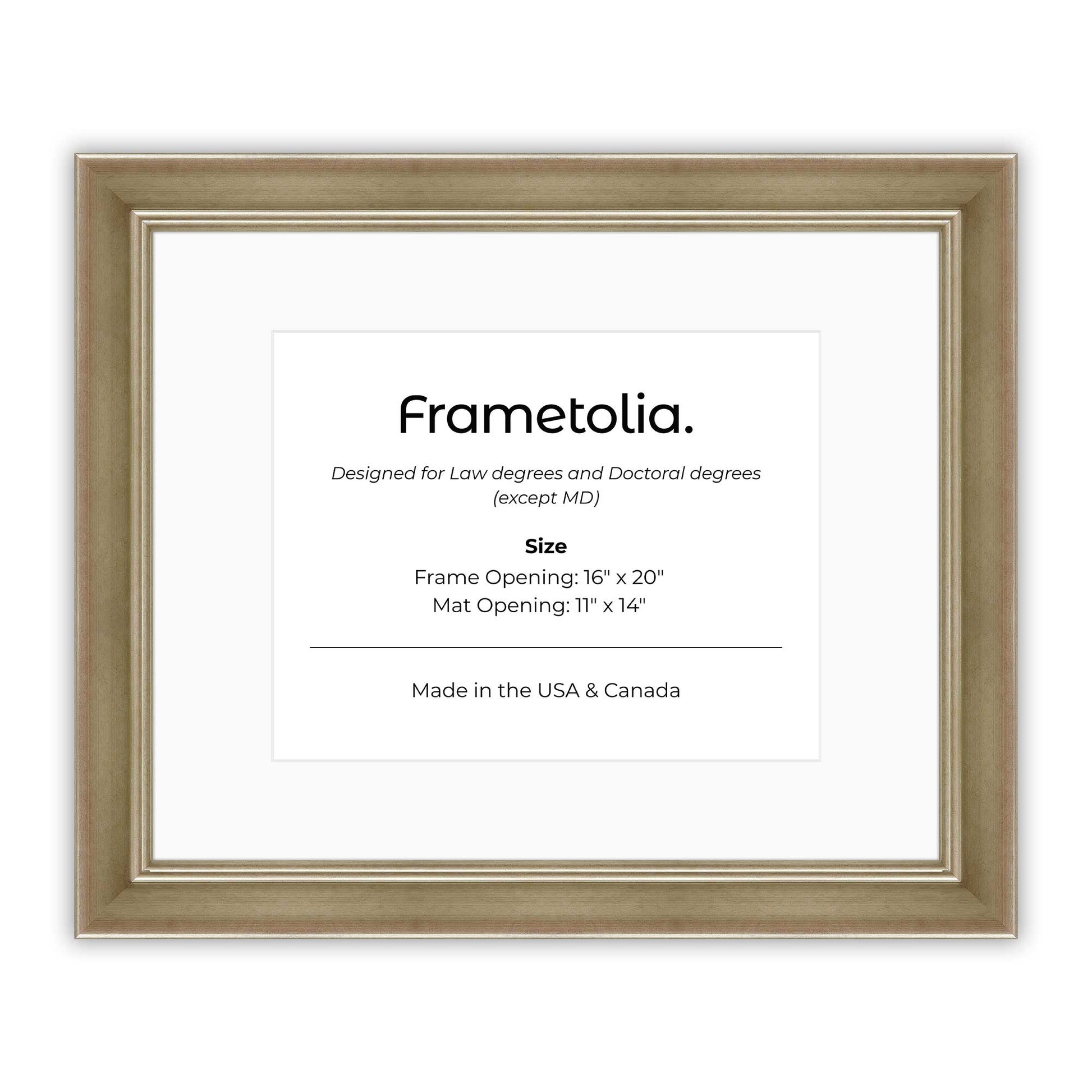 16" x 20" Gilded Silver FAMILY  Diploma Frame with Mat - 11 x 14 opening