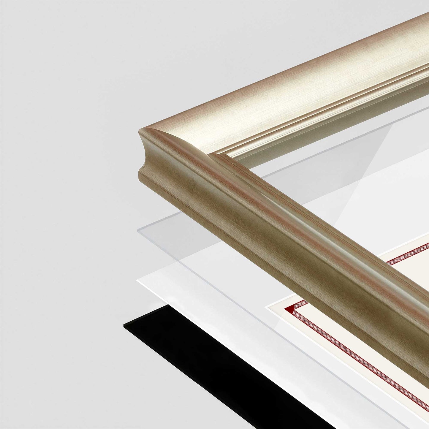 Gilded Silver FAMILY Wall Frame corner Close up with layers broken out