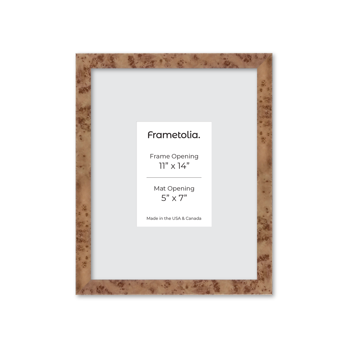 11" x 14" Caramel Burlwood Lucca Wall Frame