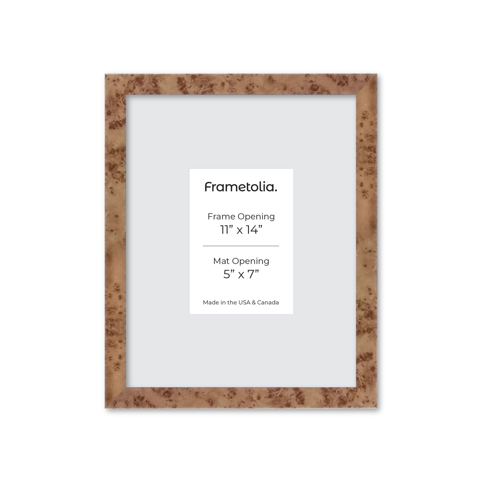 11" x 14" Caramel Burlwood Lucca Wall Frame