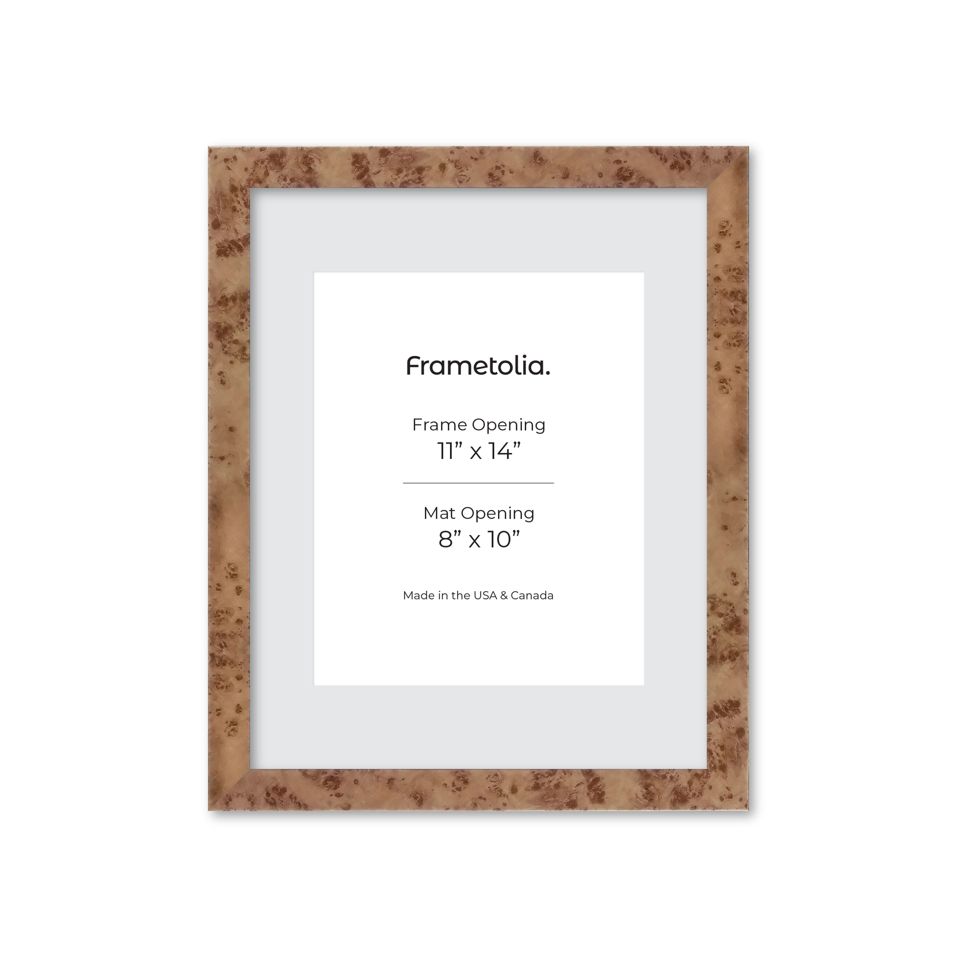 11" x 14" Caramel Burlwood Lucca Wall Frame