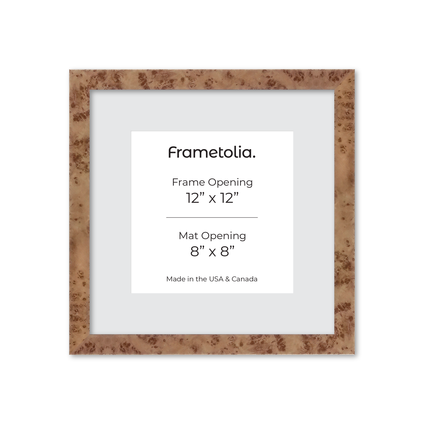 12" x 12" Caramel Burlwood Lucca Wall Frame