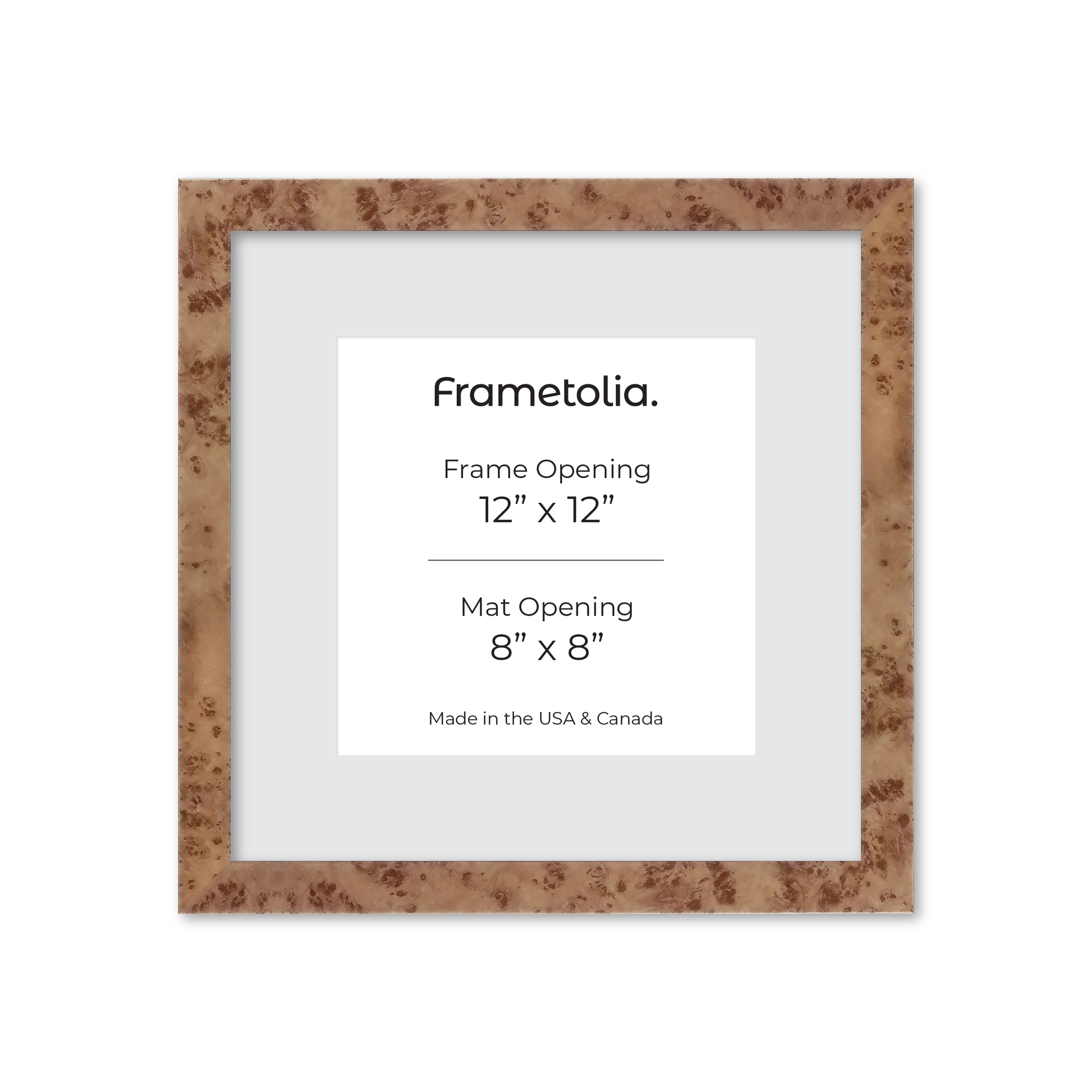 12" x 12" Caramel Burlwood Lucca Wall Frame