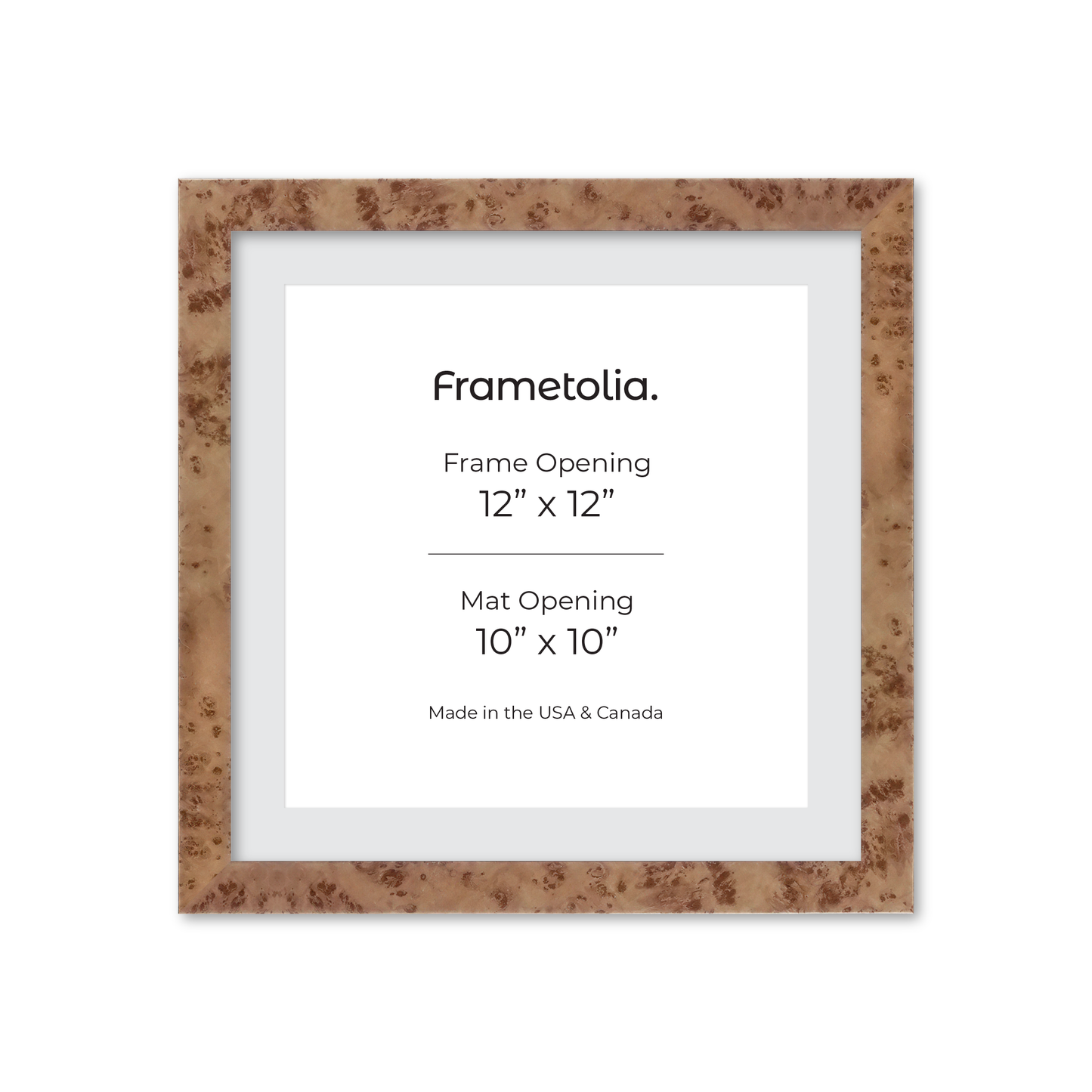 12" x 12" Caramel Burlwood Lucca Wall Frame