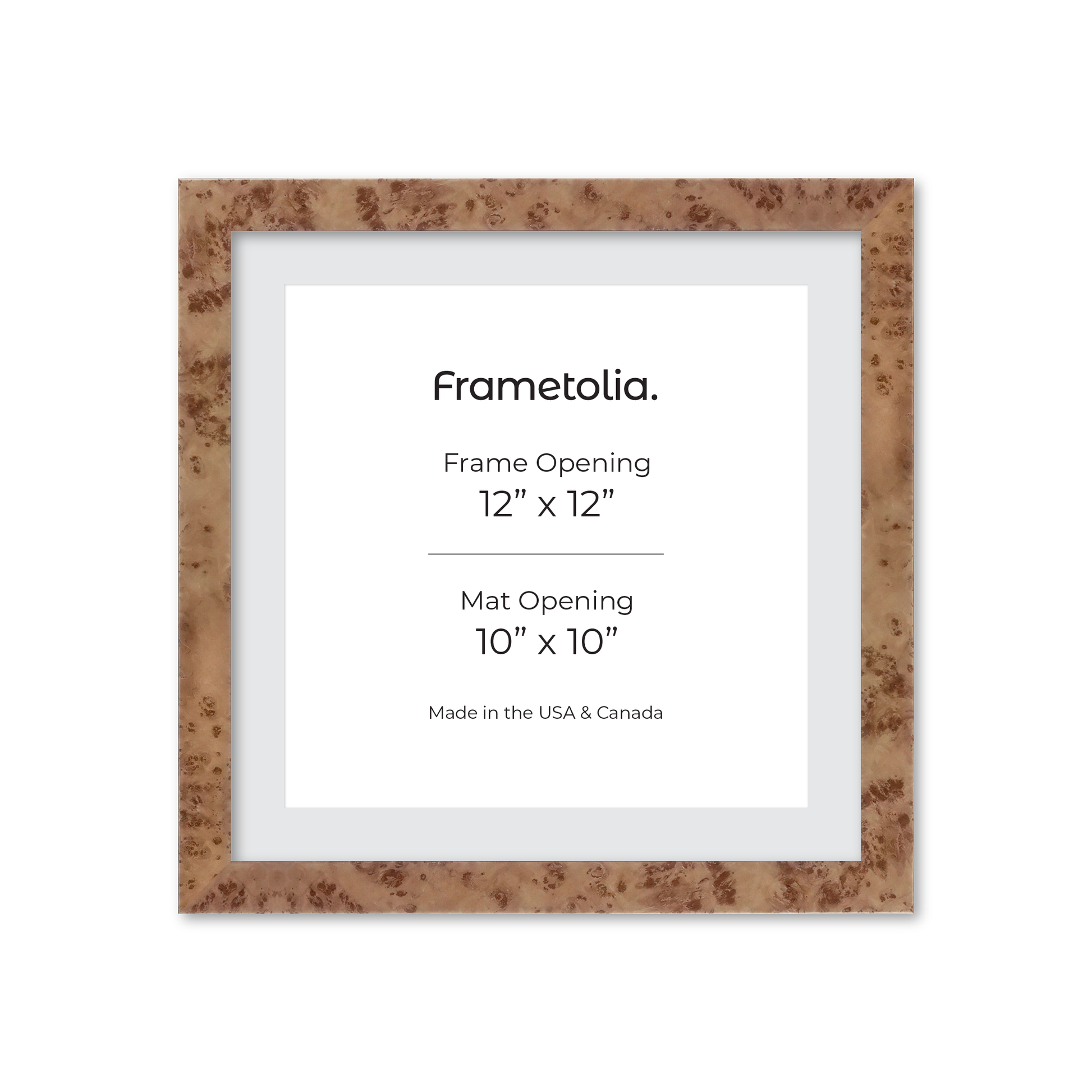12" x 12" Caramel Burlwood Lucca Wall Frame