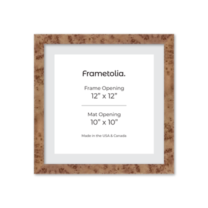 12" x 12" Caramel Burlwood Lucca Wall Frame