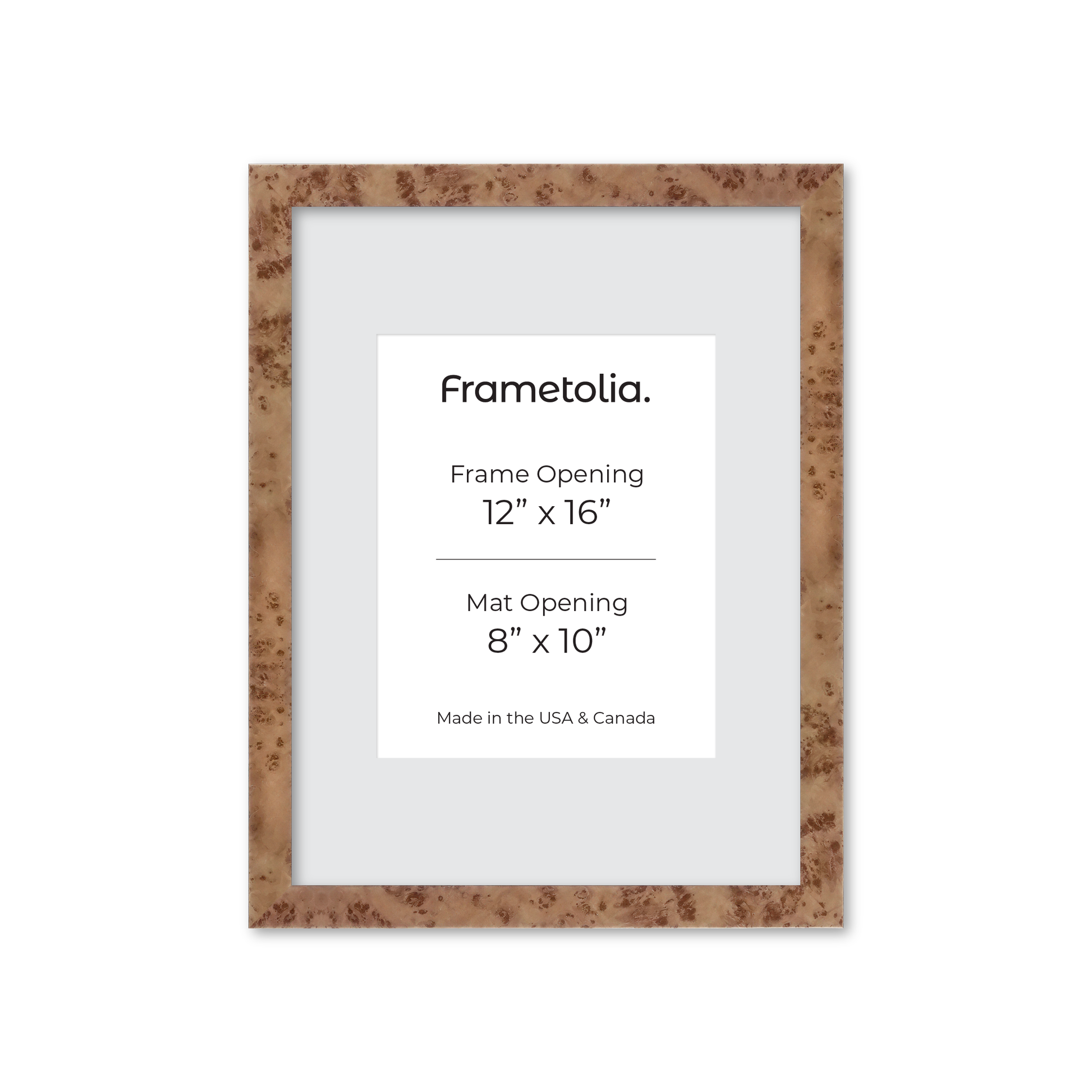 12" x 16" Caramel Burlwood Lucca Wall Frame