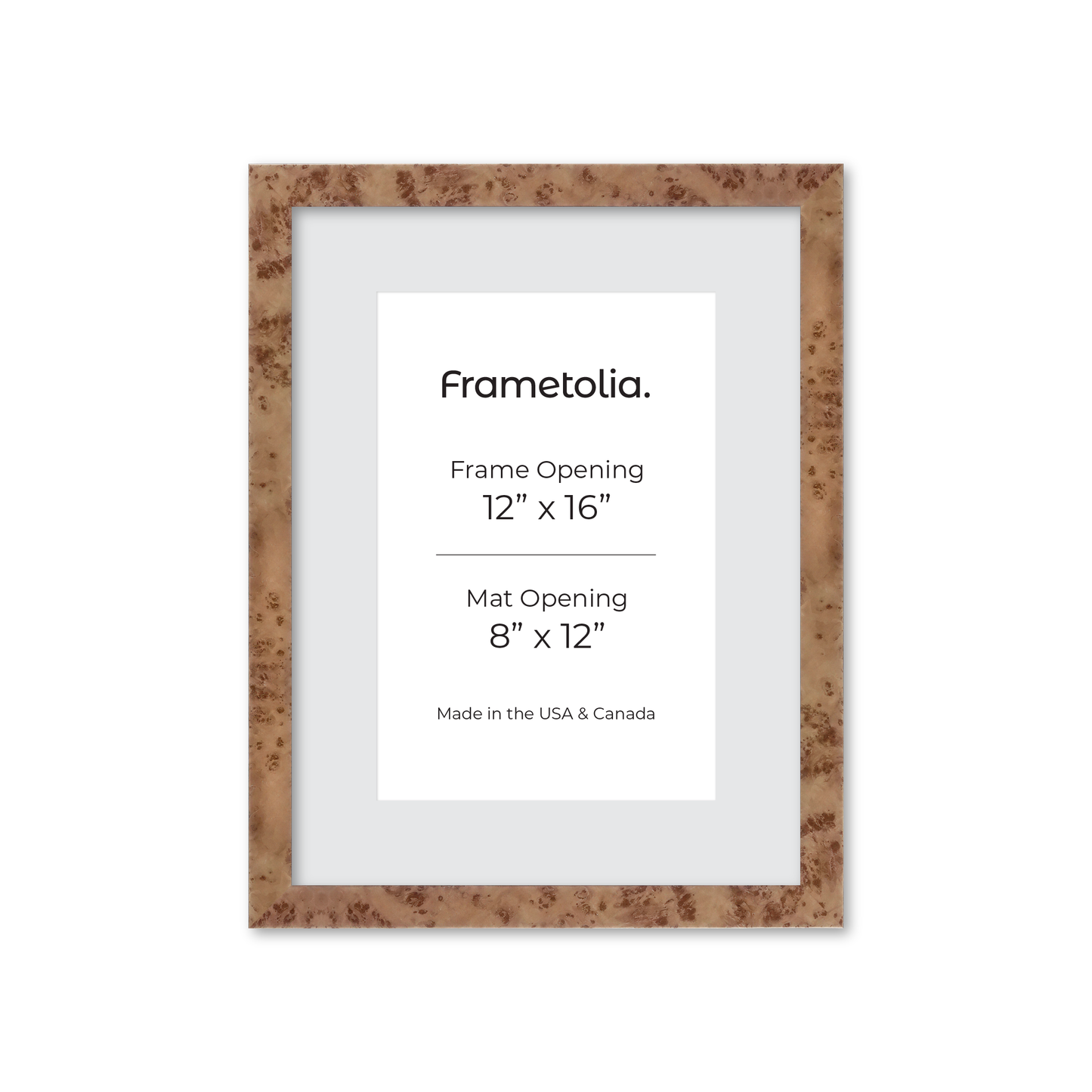 12" x 16" Caramel Burlwood Lucca Wall Frame