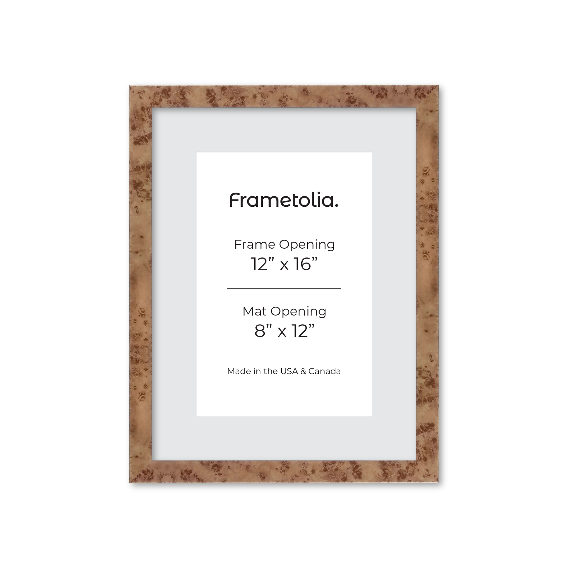 12" x 16" Caramel Burlwood Lucca Wall Frame
