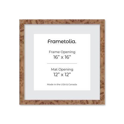 16" x 16" Caramel Burlwood Lucca Wall Frame