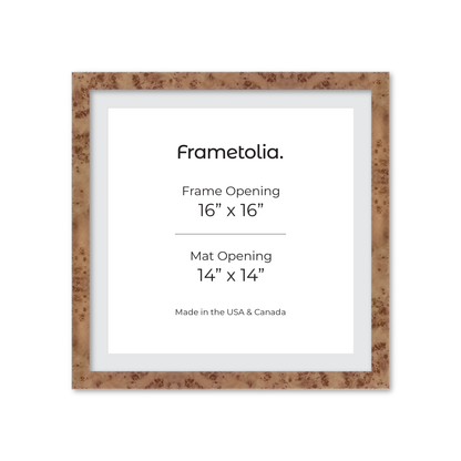 16" x 16" Caramel Burlwood Lucca Wall Frame