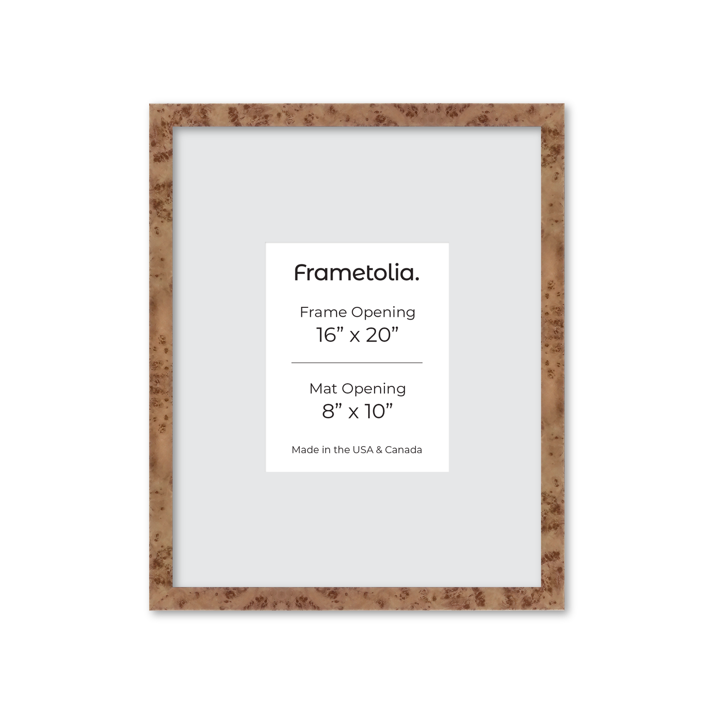 16" x 20" Caramel Burlwood Lucca Wall Frame