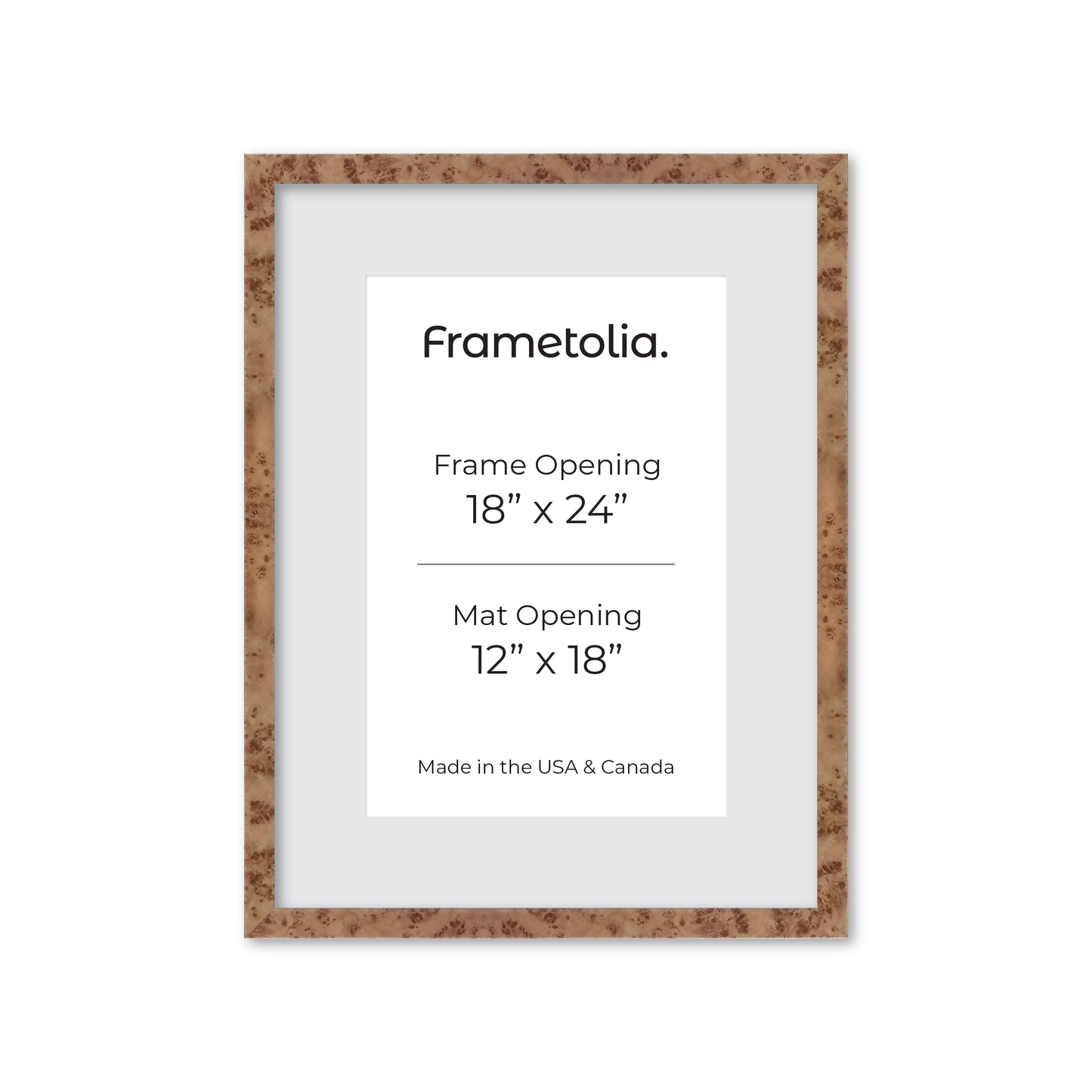18" x 24" Caramel Burlwood Lucca Wall Frame