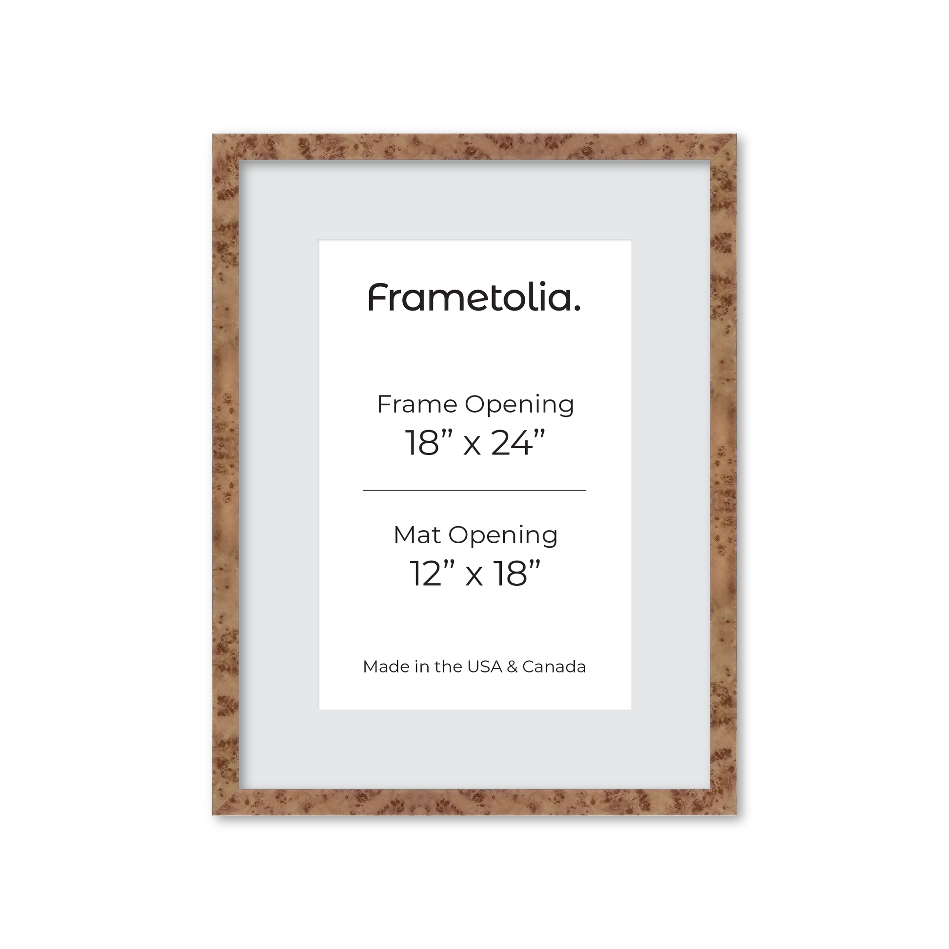 18" x 24" Caramel Burlwood Lucca Wall Frame