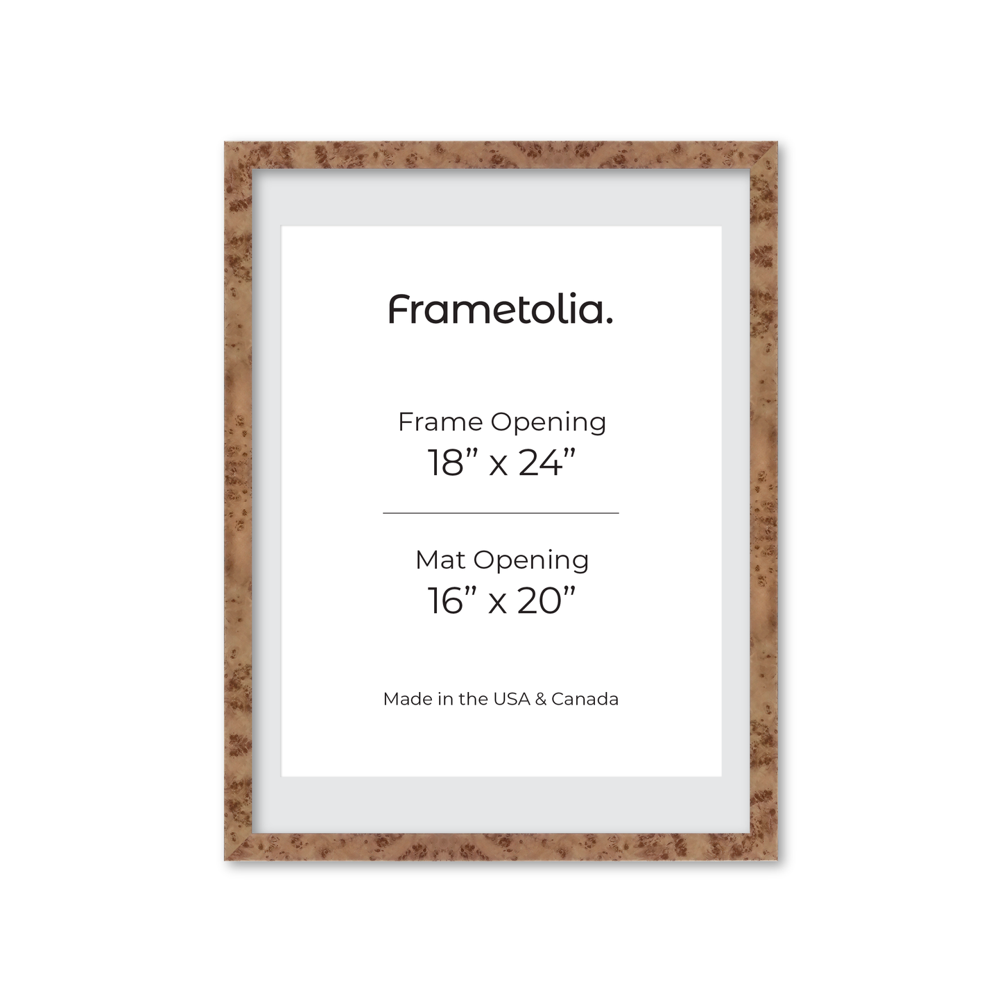 18" x 24" Caramel Burlwood Lucca Wall Frame