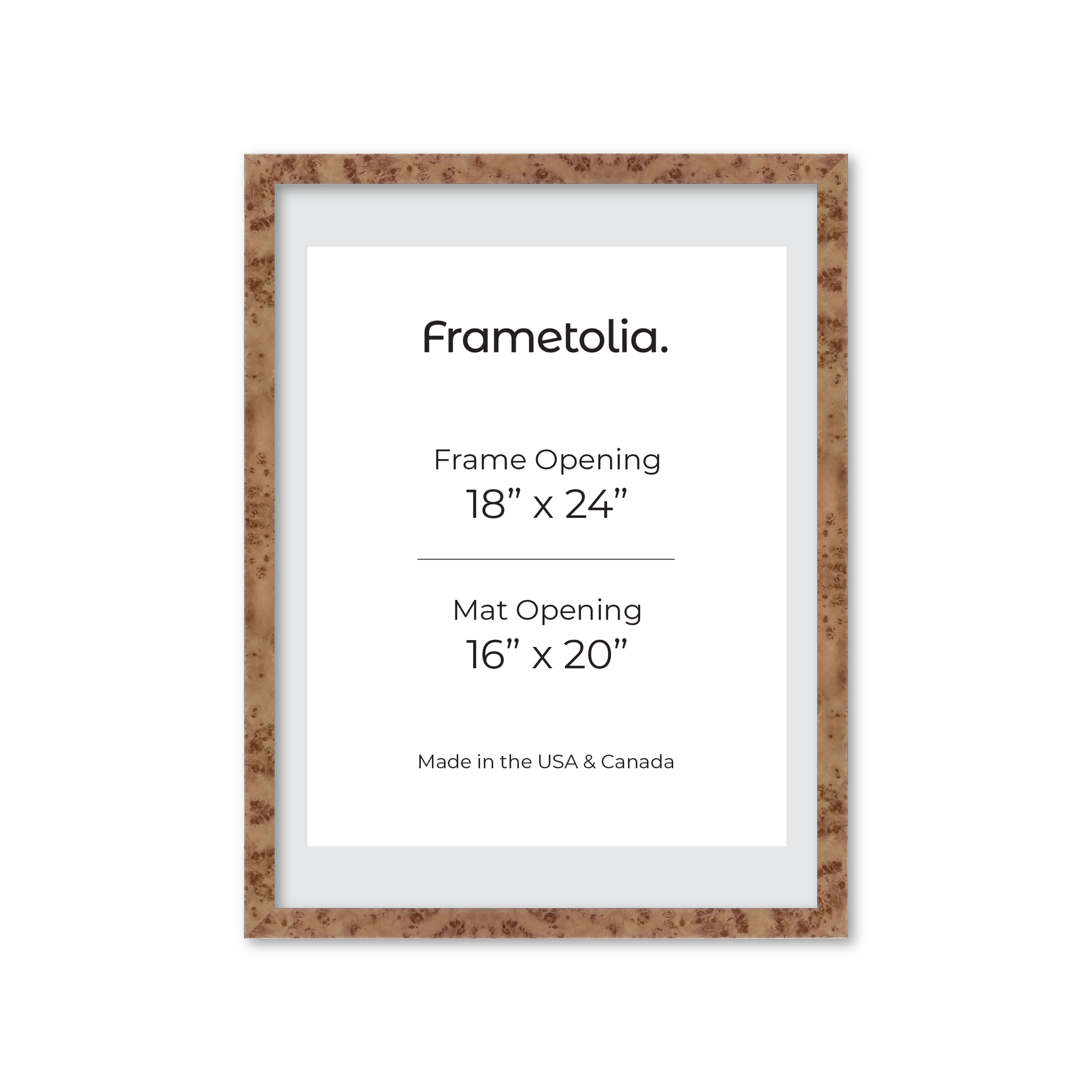 18" x 24" Caramel Burlwood Lucca Wall Frame