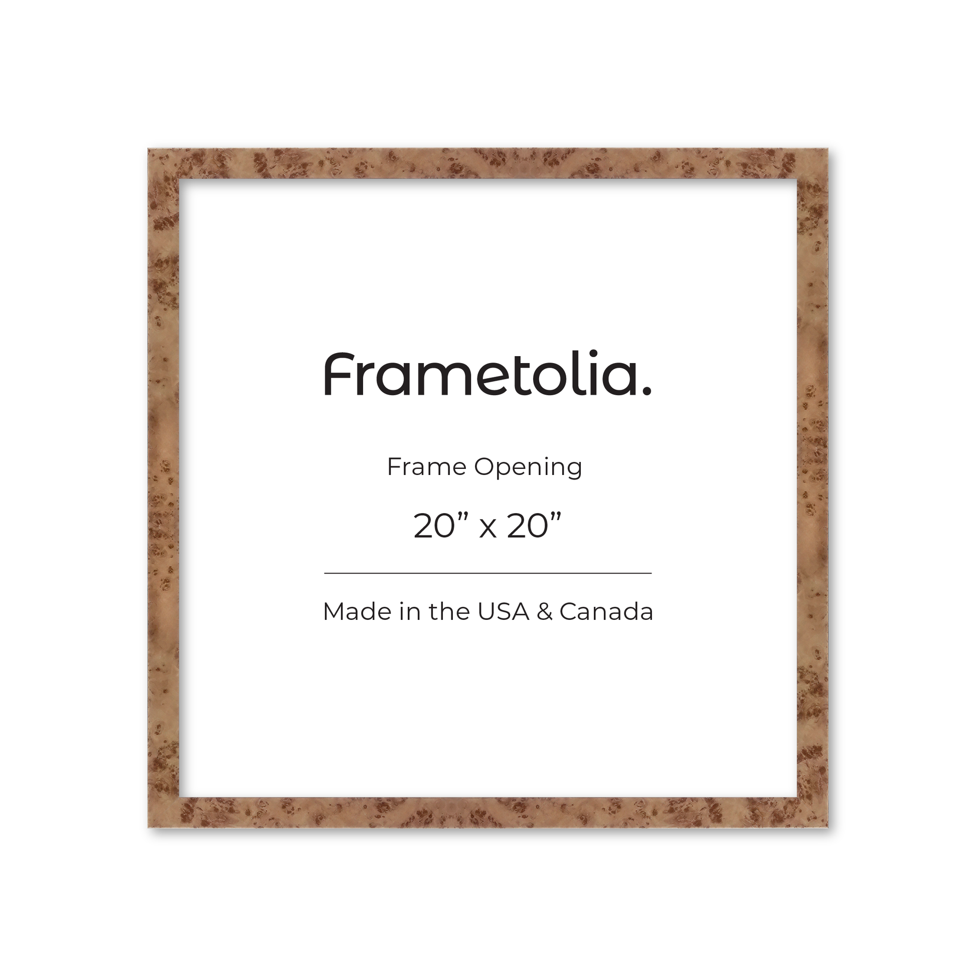 20" x 20" Caramel Burlwood Lucca Wall Frame