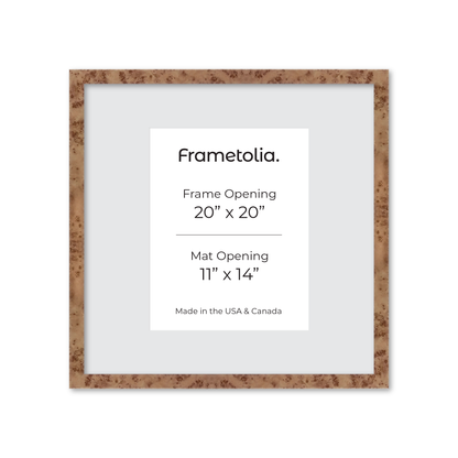 20" x 20" Caramel Burlwood Lucca Wall Frame