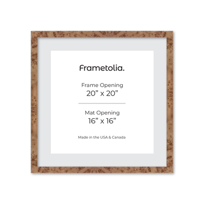 20" x 20" Caramel Burlwood Lucca Wall Frame