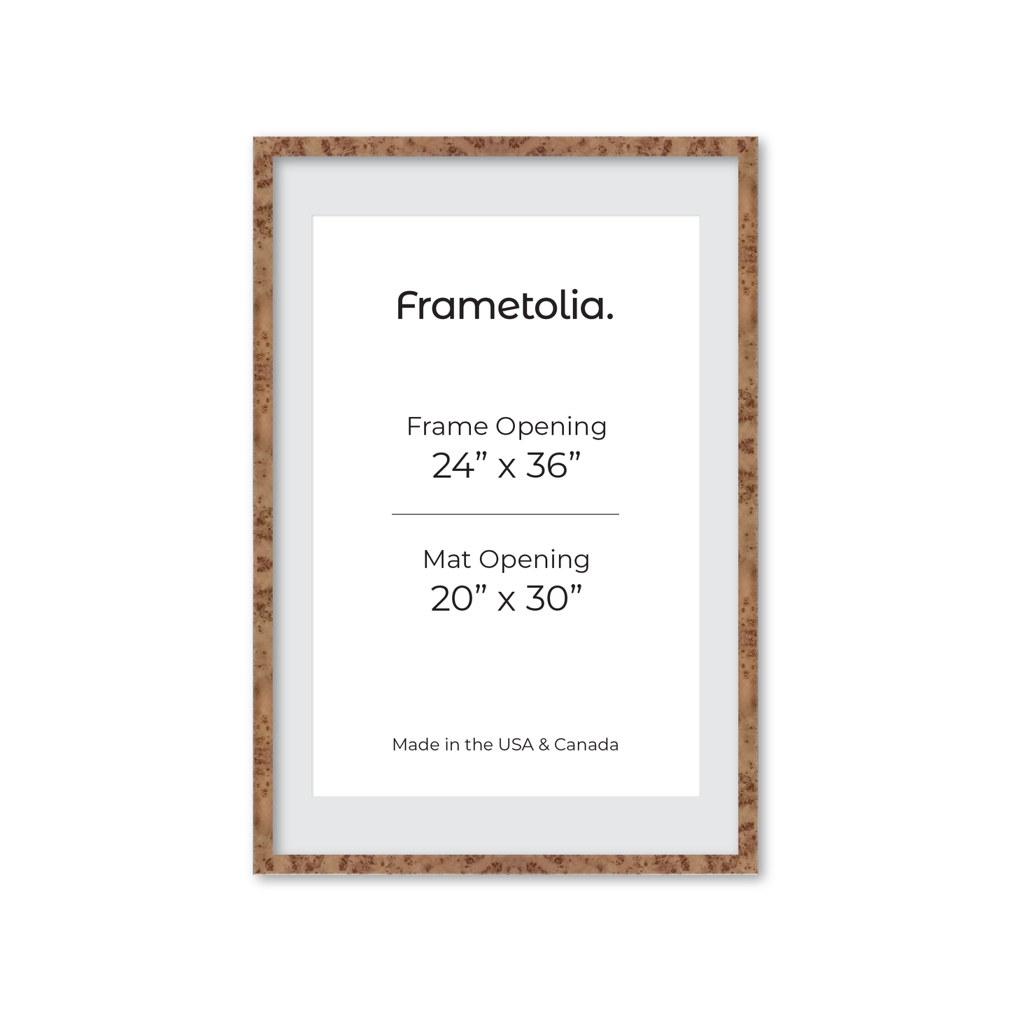 24" x 36" Caramel Burlwood Lucca Wall Frame
