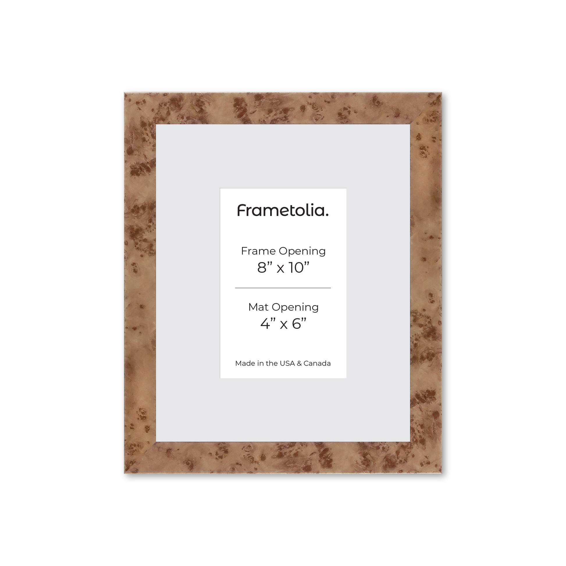 8" x 10" Caramel Burlwood Lucca Wall Frame