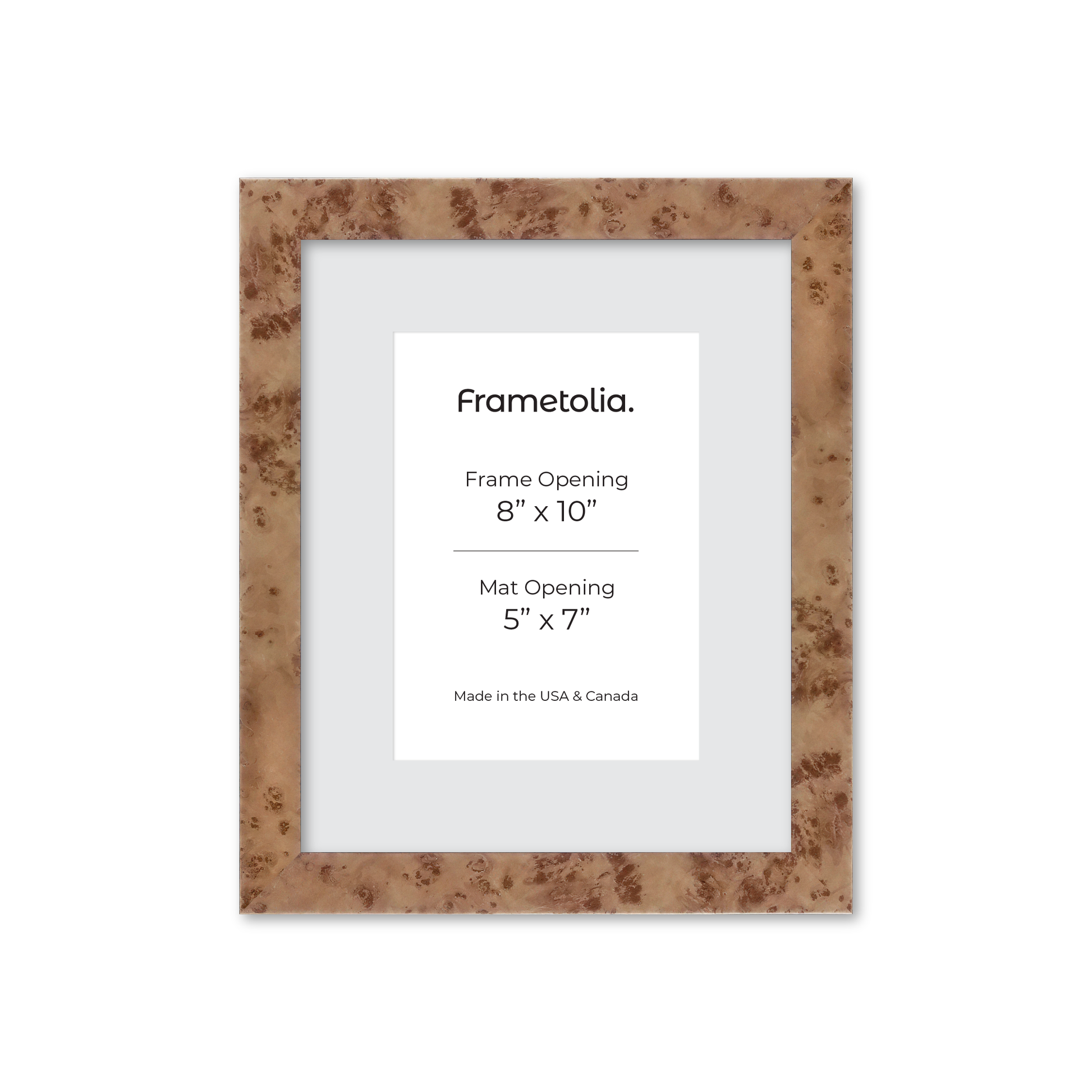 8" x 10" Caramel Burlwood Lucca Wall Frame