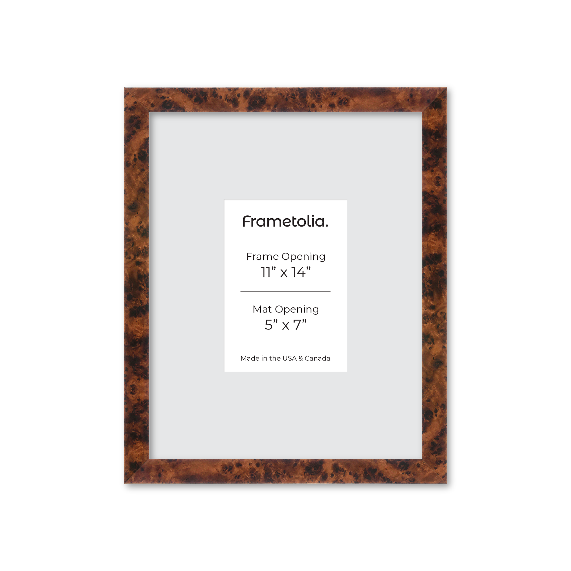 11" x 14" Amber Burlwood Lucca Wall Frame